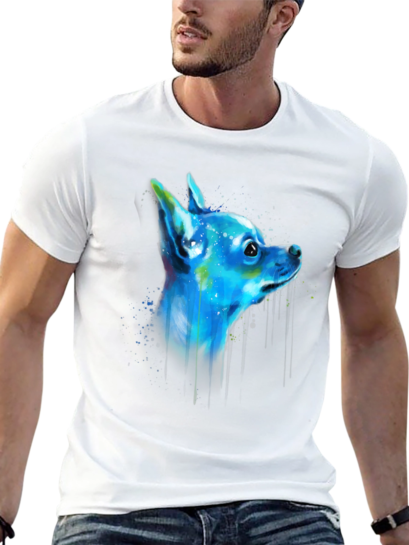 Chihuahua Dog Art Graphic Black T-Shirt