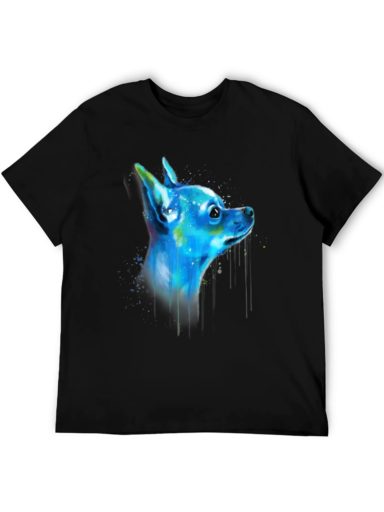 Chihuahua Dog Art Graphic Black T-Shirt