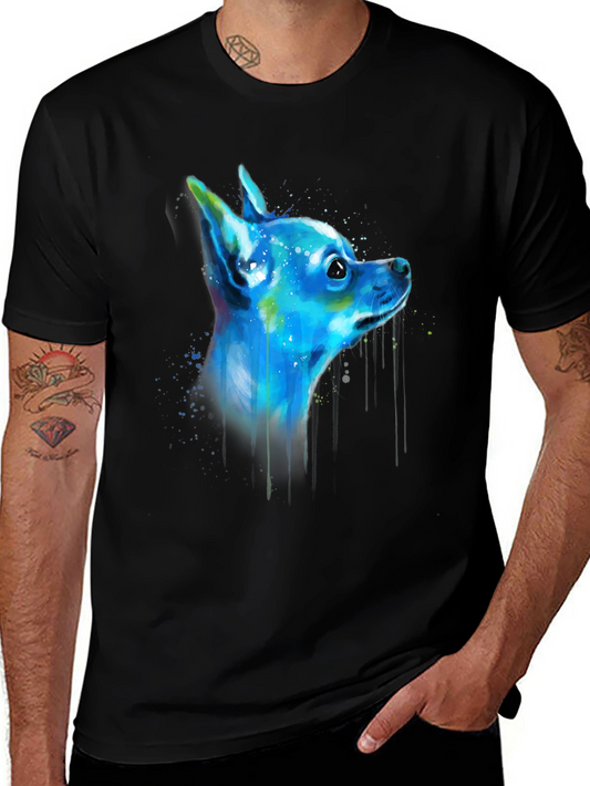Chihuahua Dog Art Graphic Black T-Shirt