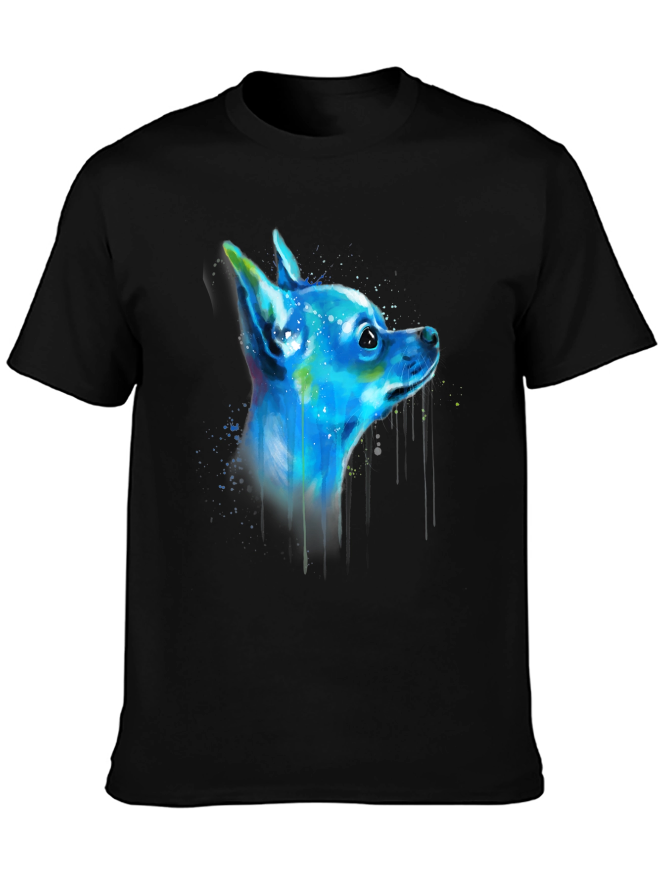 Chihuahua Dog Art Graphic Black T-Shirt