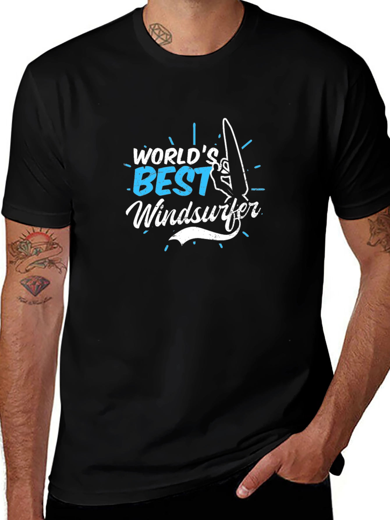 Worlds Best Windsurfer Black T-Shirt