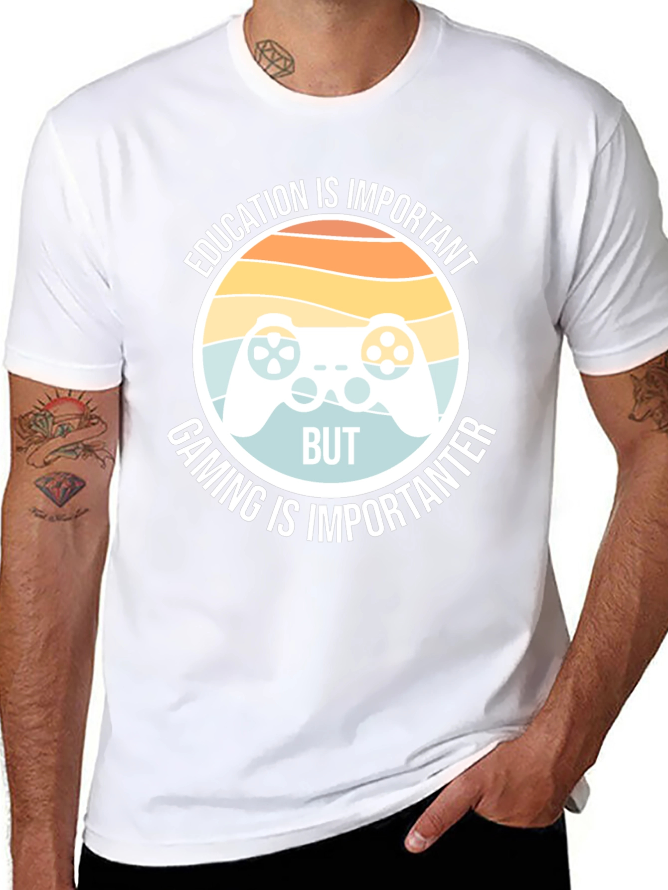 Funny Gamer T-Shirt - Education vs Gaming