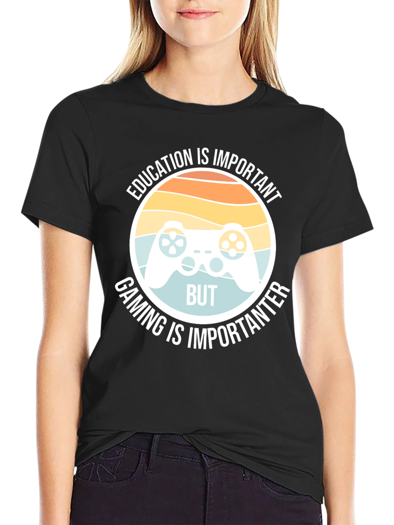 Funny Gamer T-Shirt - Education vs Gaming