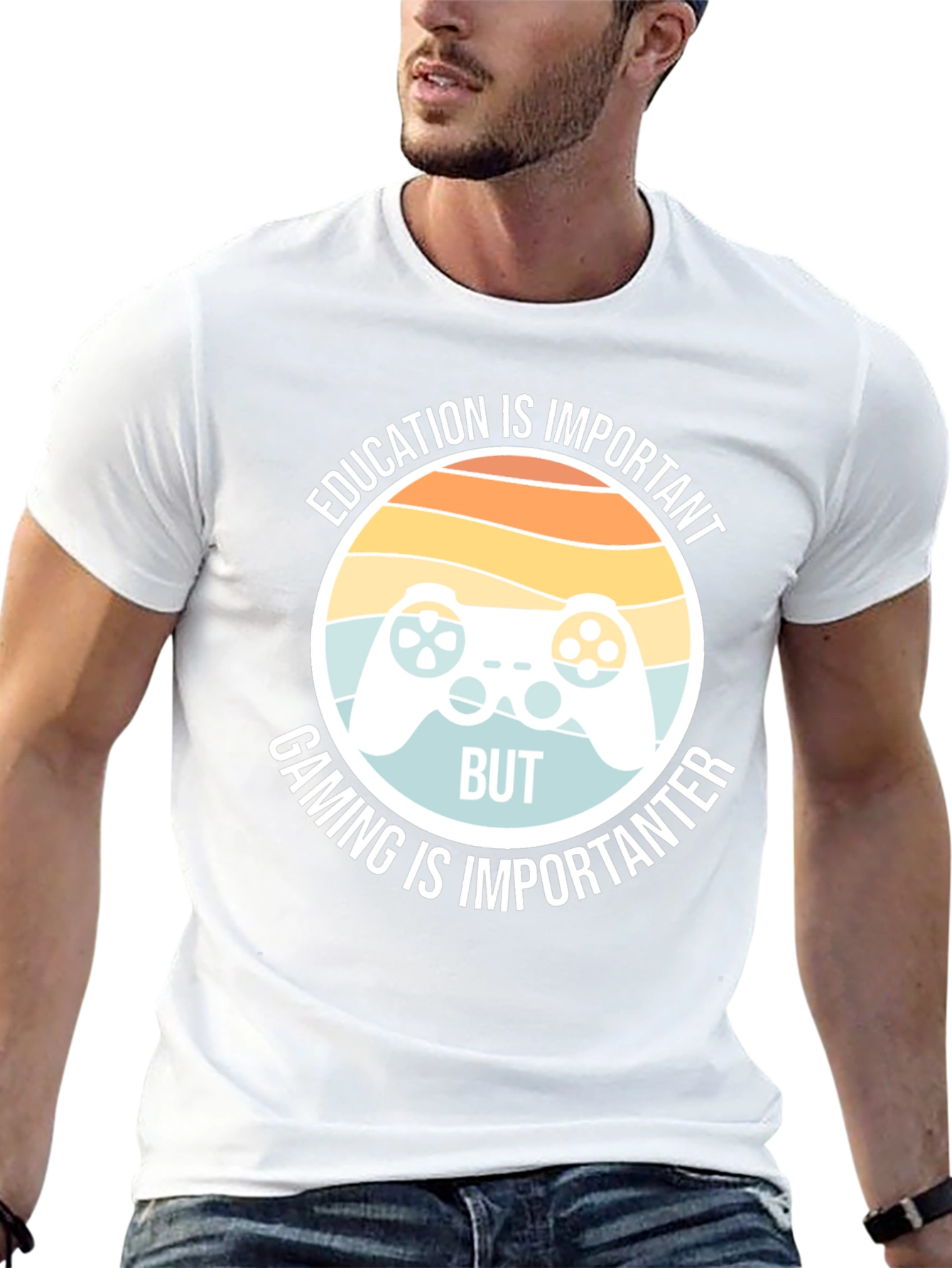 Funny Gamer T-Shirt - Education vs Gaming