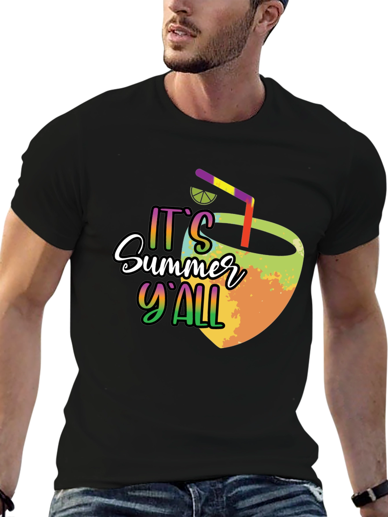 Summer Yall Graphic Tee - Black Cotton