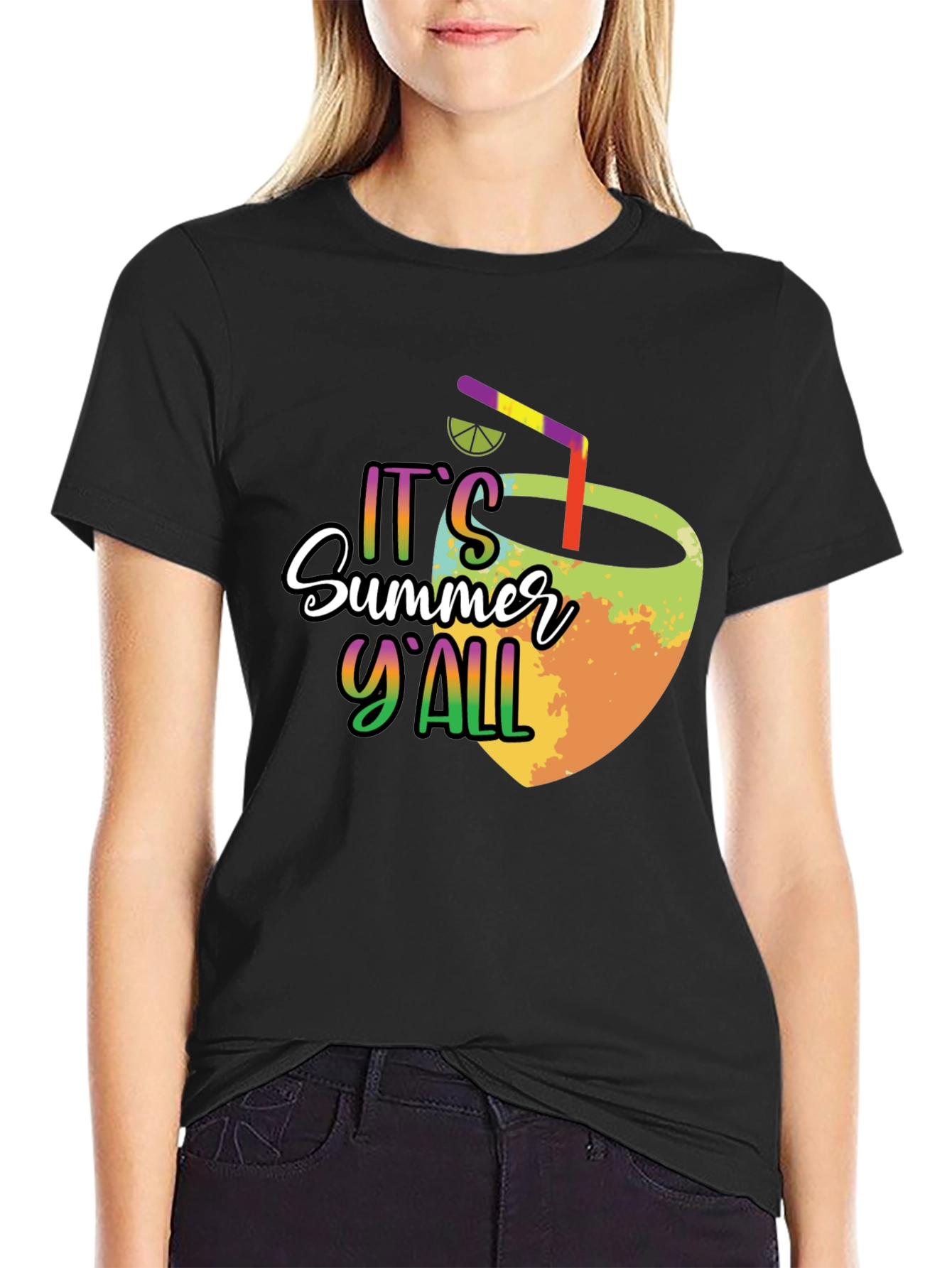 Summer Yall Graphic Tee - Black Cotton