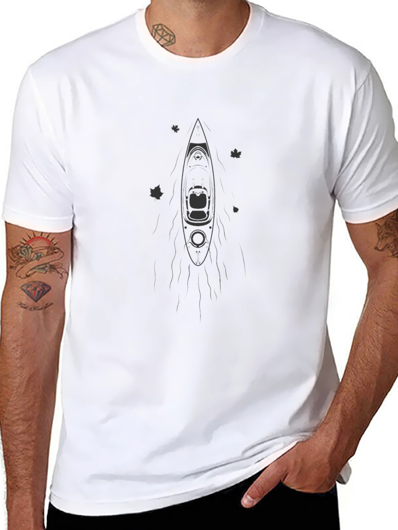Mens Black Kayak Graphic T-Shirt