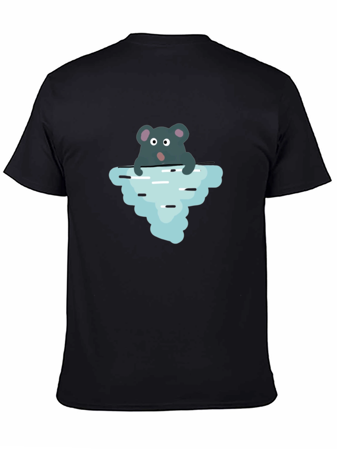 Cartoon Rat Iceberg Black T-Shirt