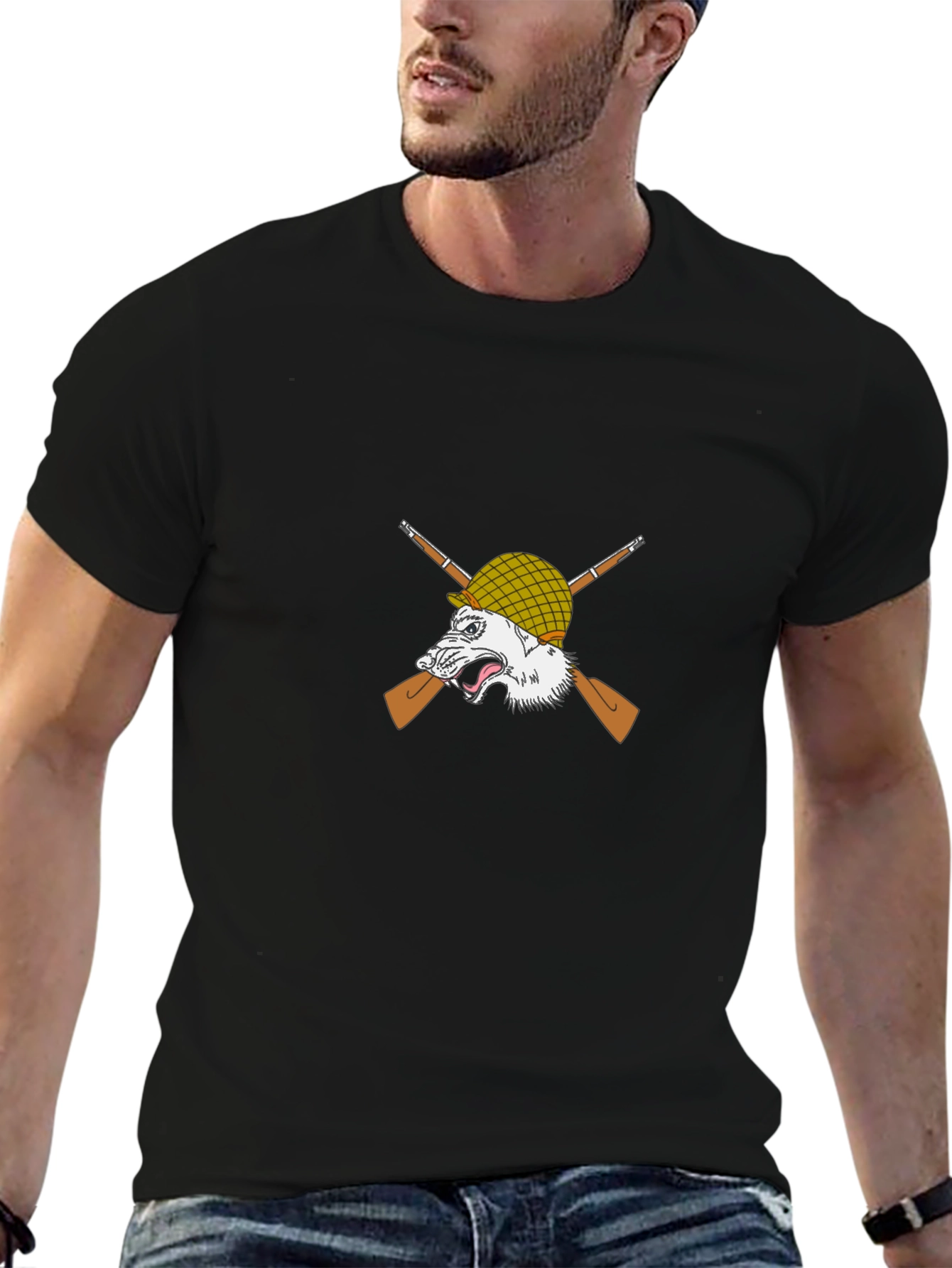 Wolf Warrior Graphic Tee - Black Cotton T-Shirt
