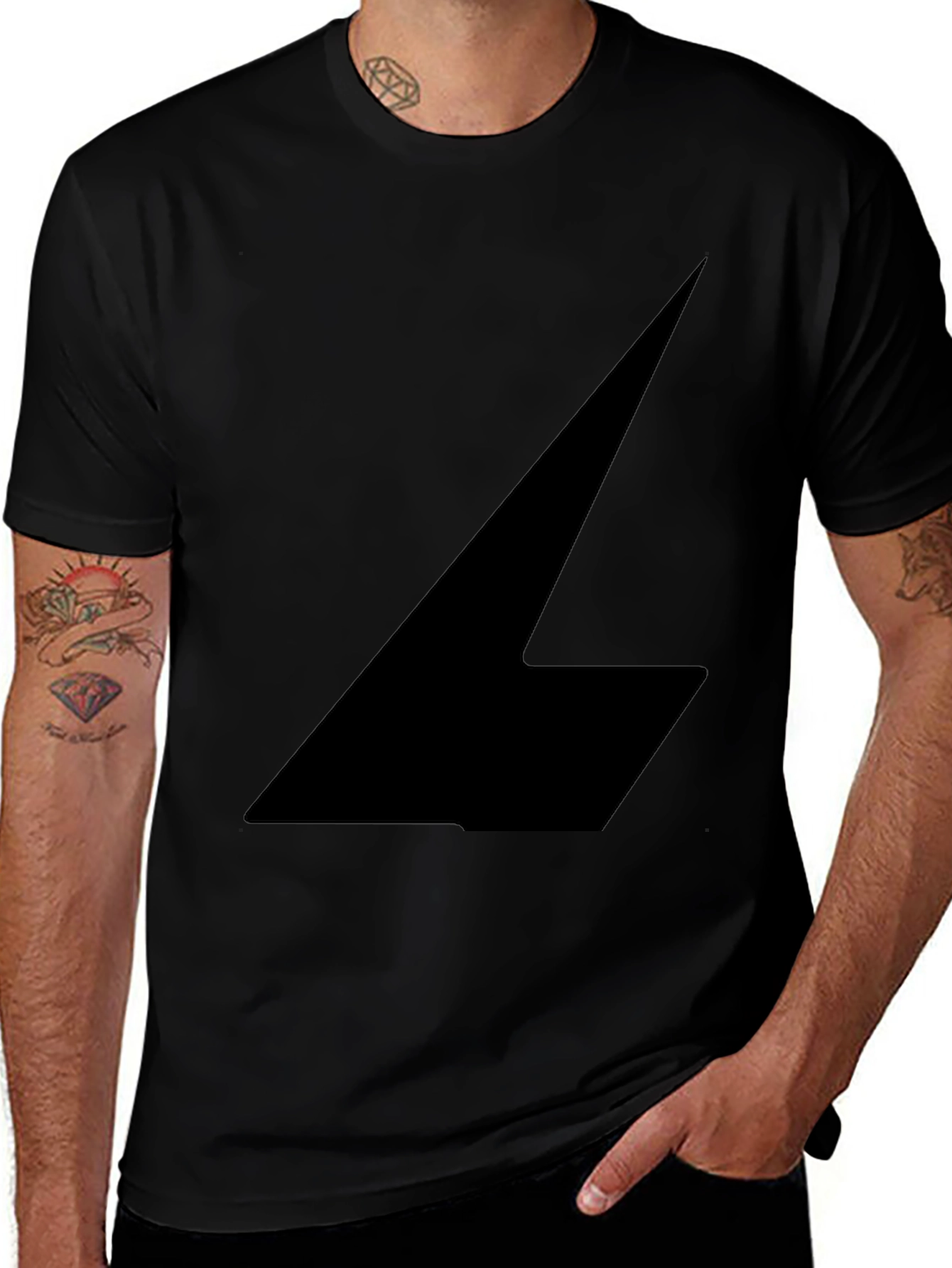 Mens Black Graphic Tee - Bold Abstract Design