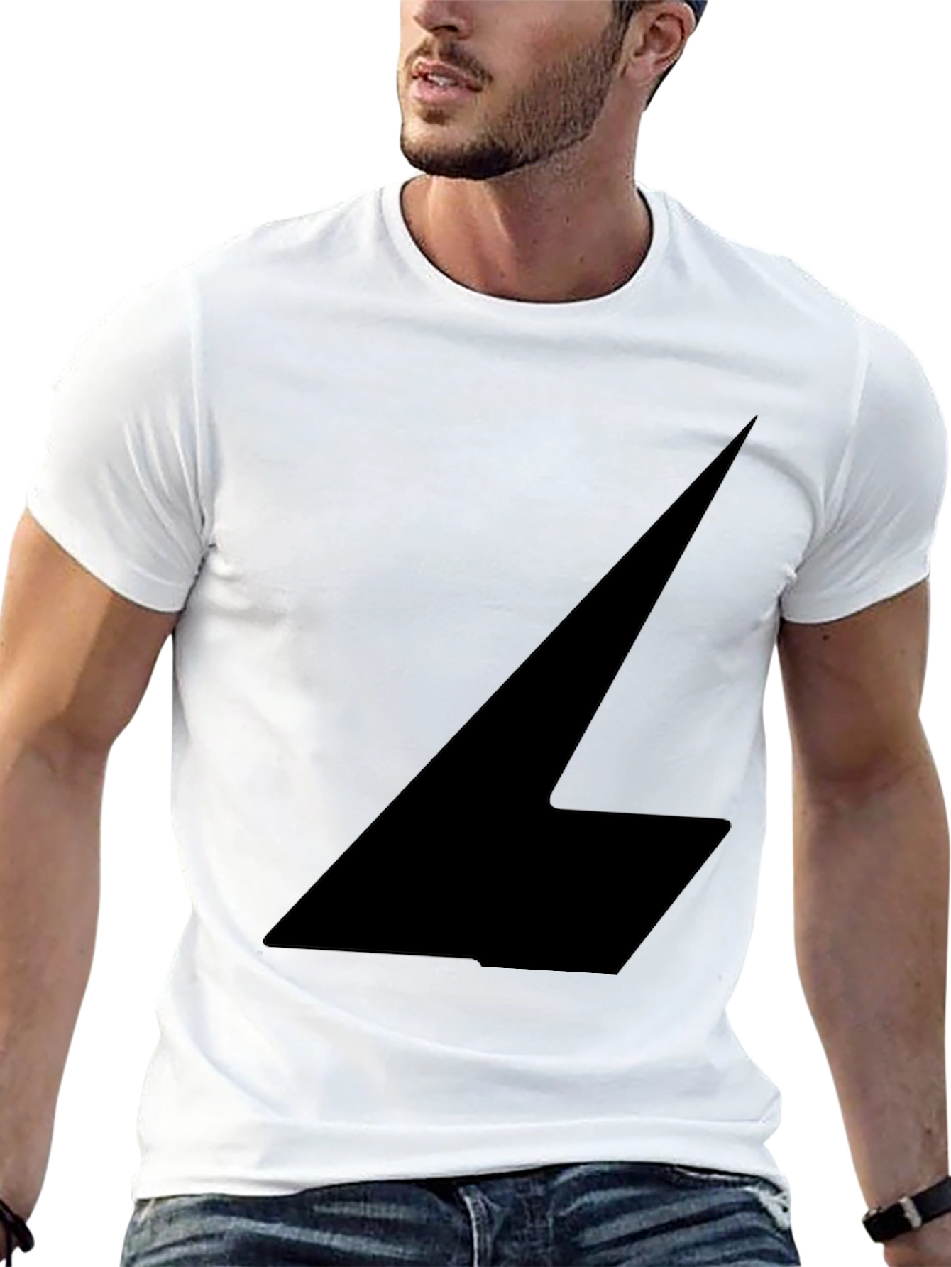 Mens Black Graphic Tee - Bold Abstract Design
