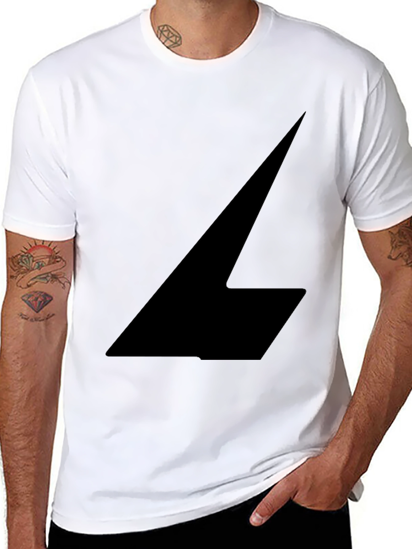 Mens Black Graphic Tee - Bold Abstract Design