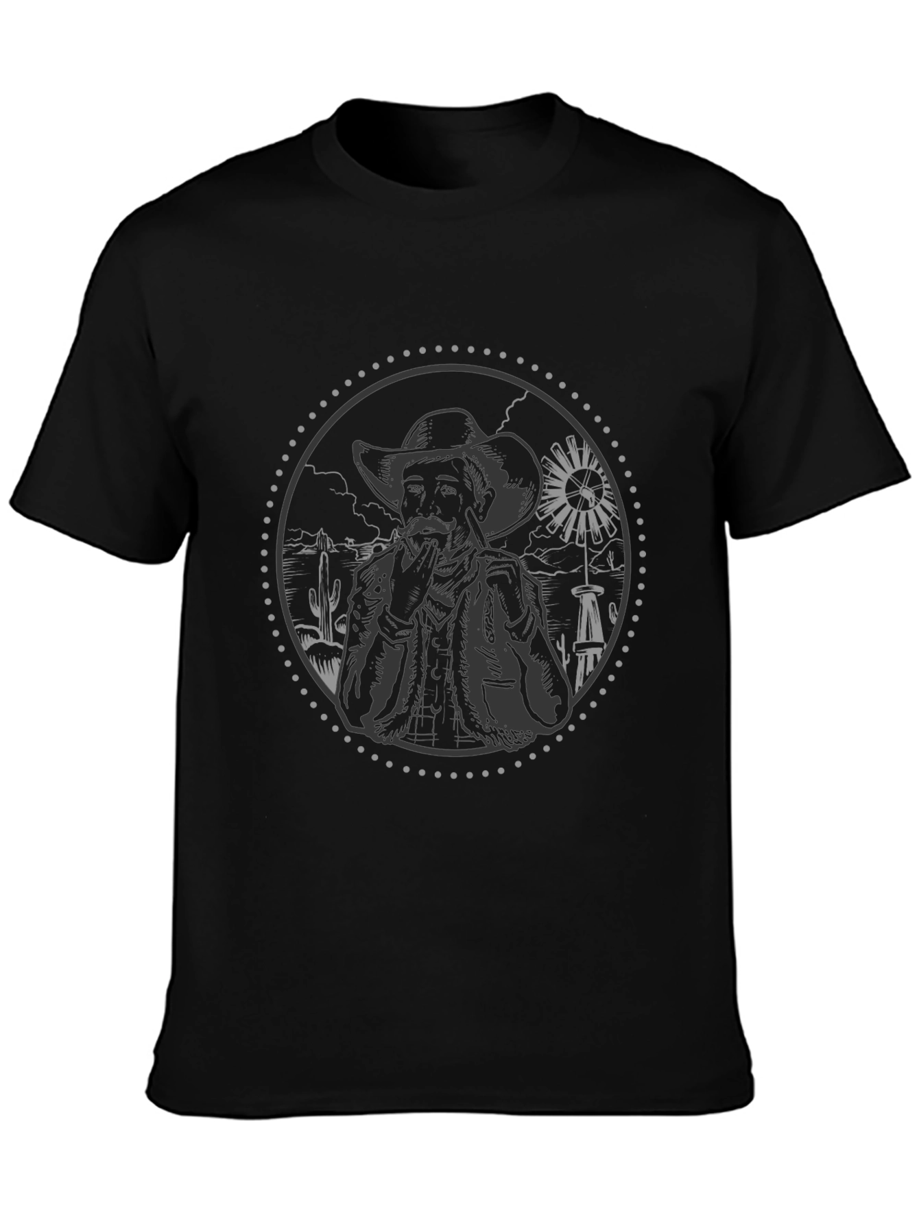 Western Cowboy Graphic Tee - Black