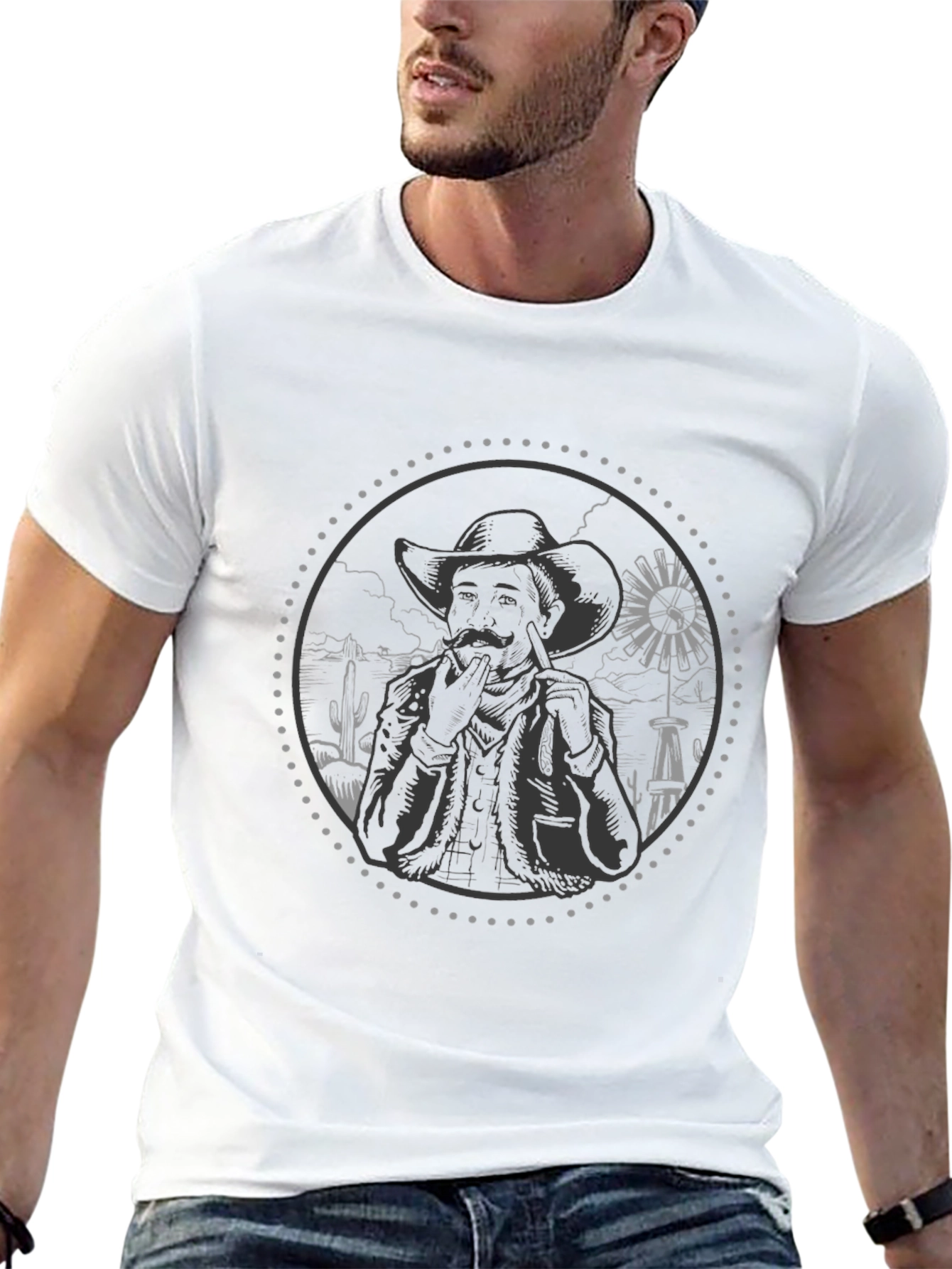 Western Cowboy Graphic Tee - Black