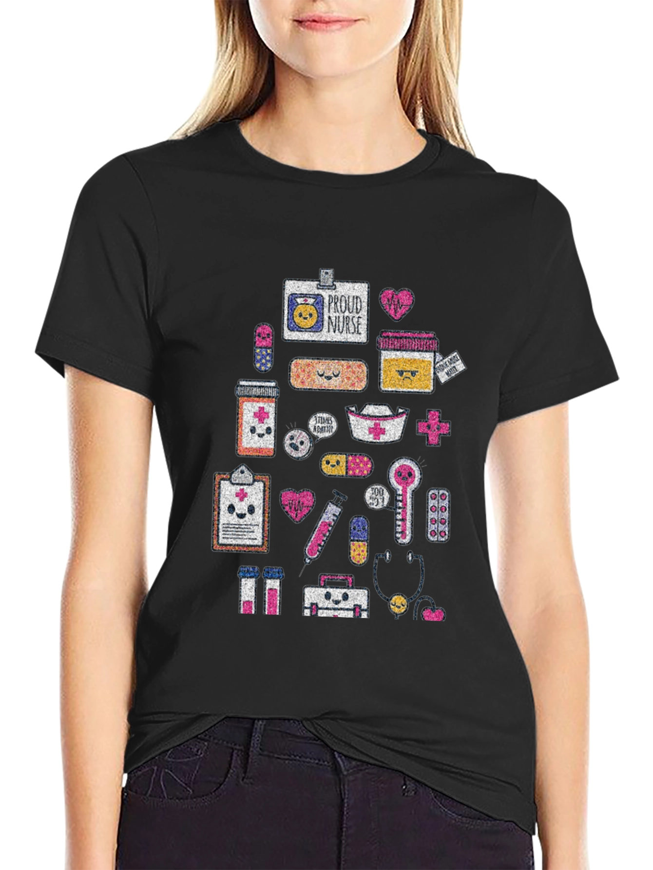 Kawaii Nurse Life Black T-Shirt