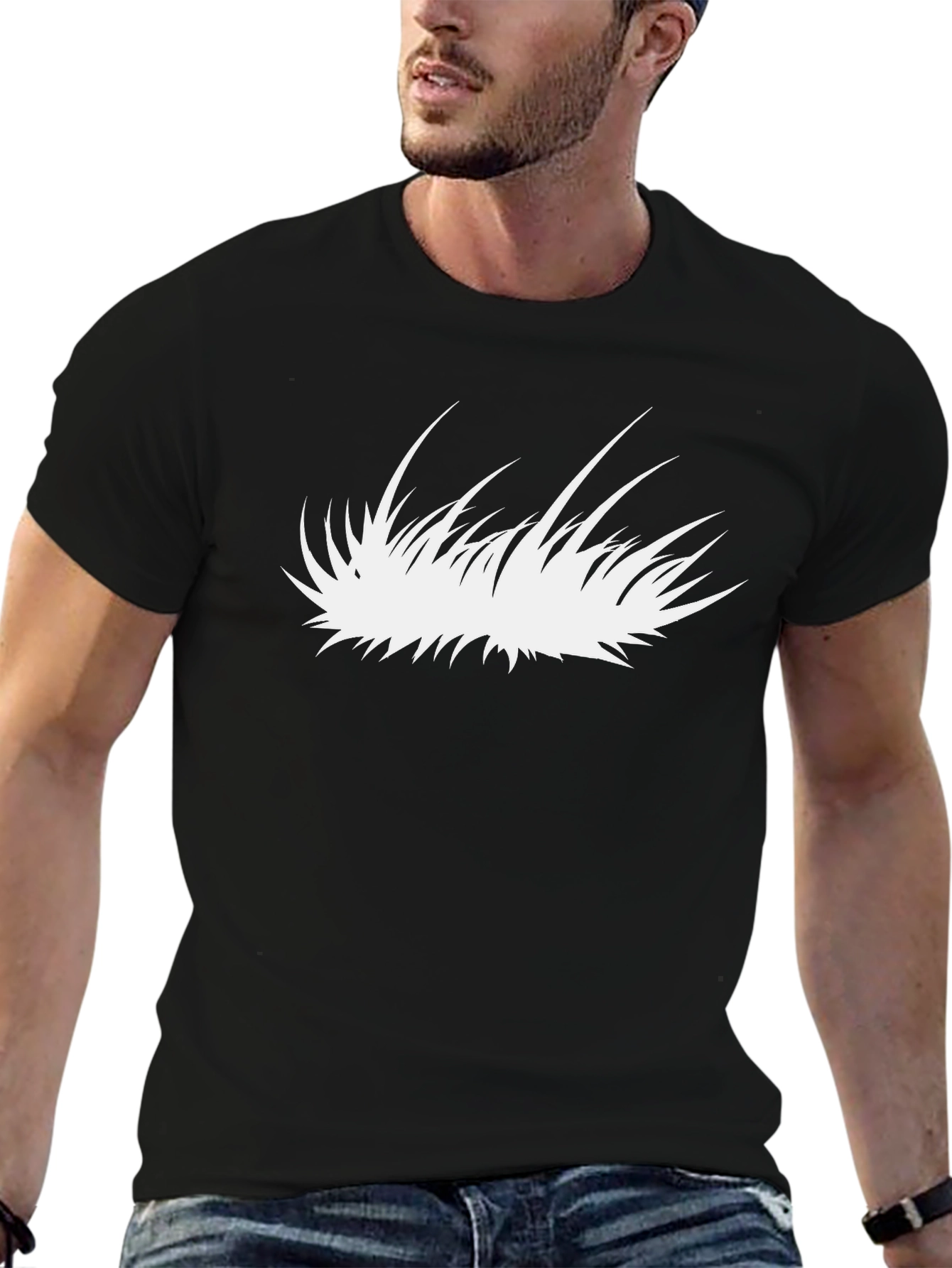 Graphic Tee - Abstract White Blade of Grass Design
