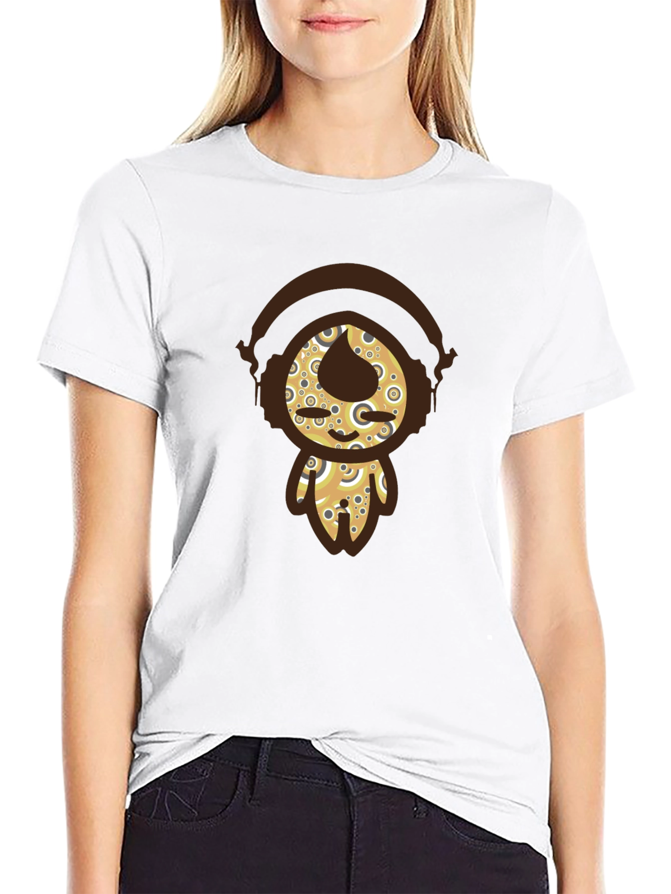 Funky Character Graphic Tee - Black Cotton