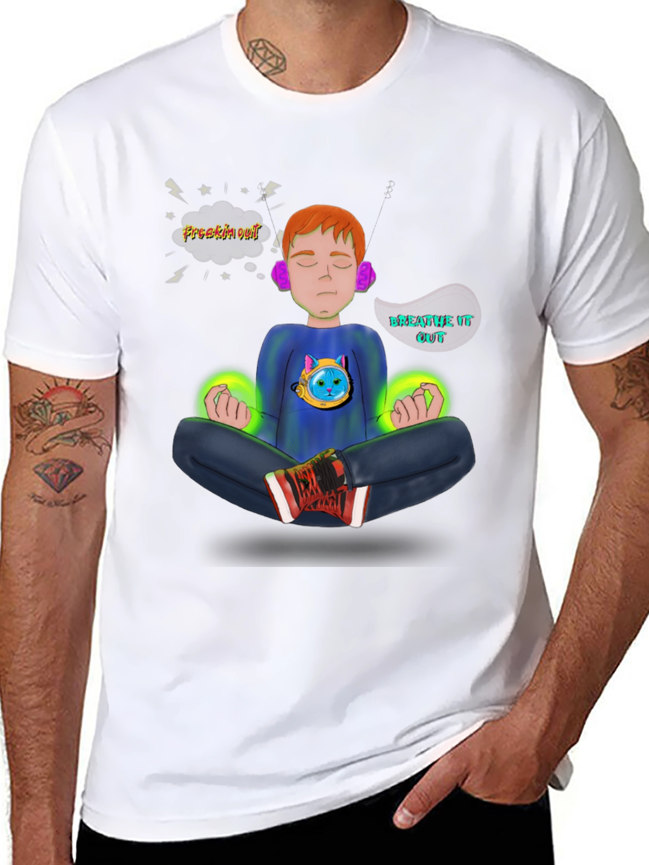 Meditate T-Shirt - Freakin Out? Breathe It Out!