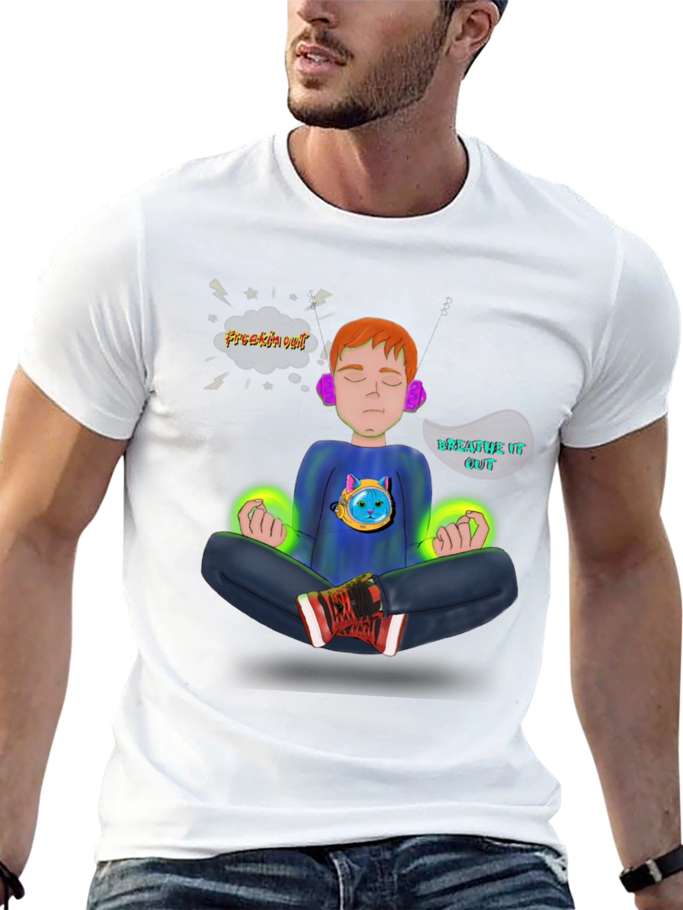 Meditate T-Shirt - Freakin Out? Breathe It Out!