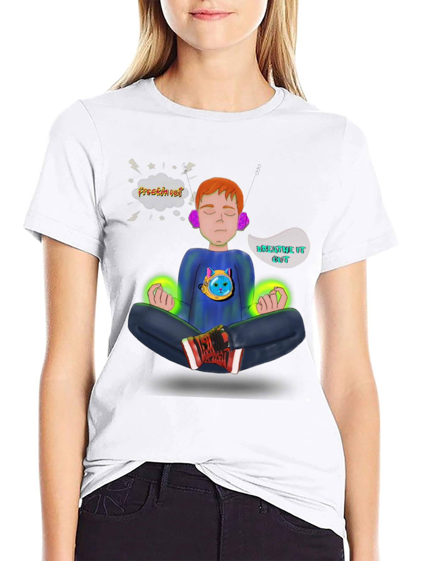 Meditate T-Shirt - Freakin Out? Breathe It Out!