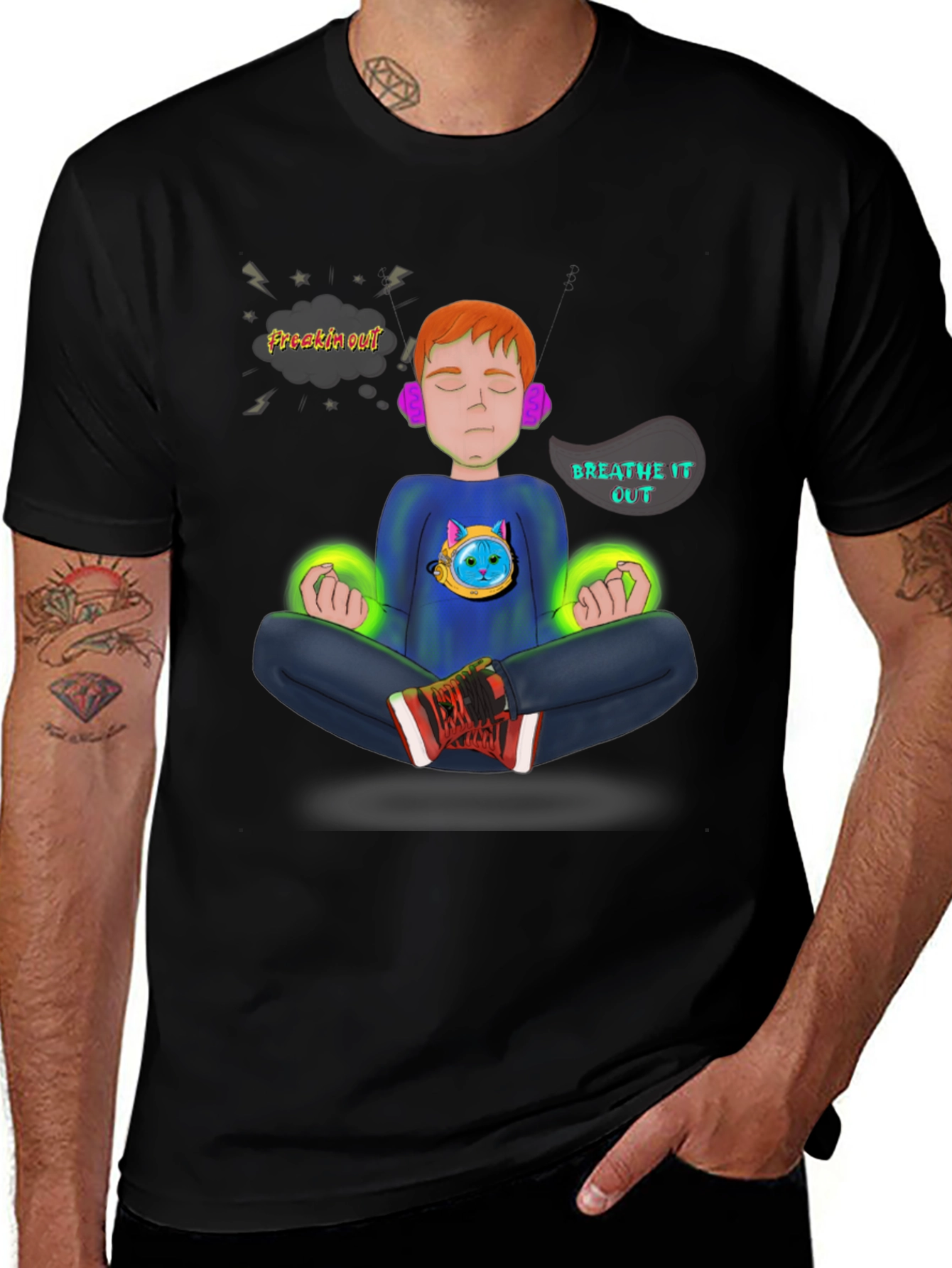 Meditate T-Shirt - Freakin Out? Breathe It Out!