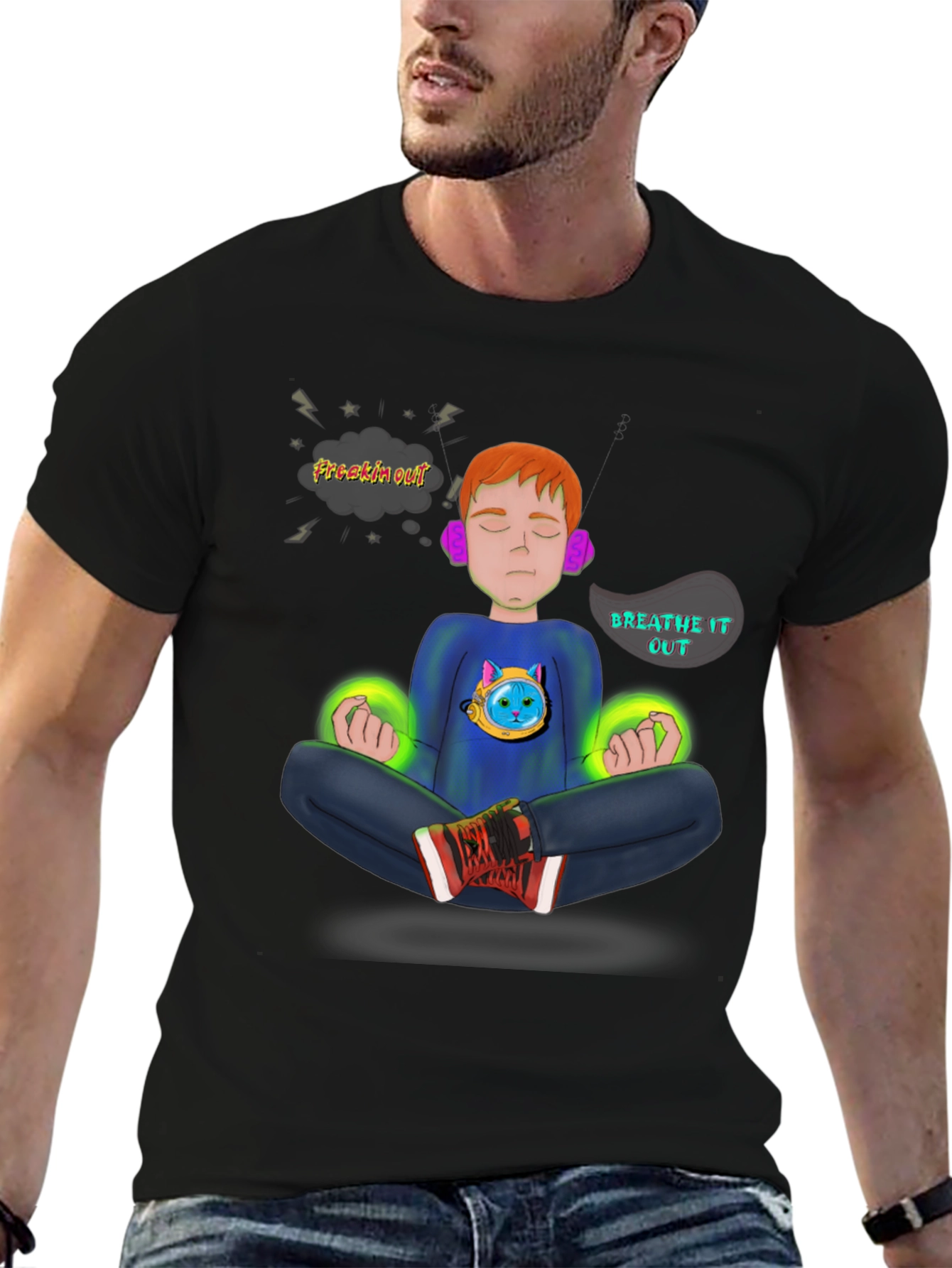 Meditate T-Shirt - Freakin Out? Breathe It Out!