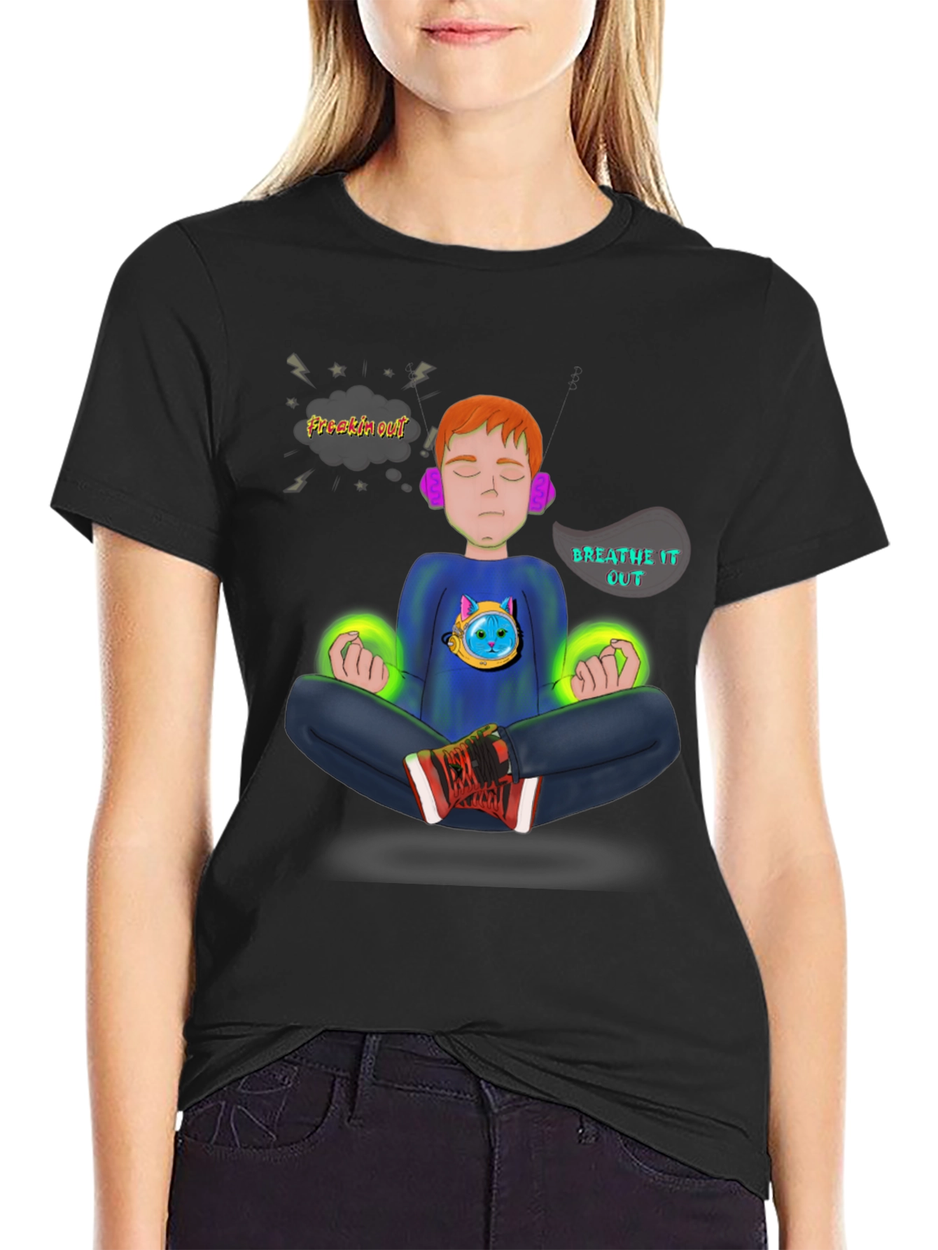 Meditate T-Shirt - Freakin Out? Breathe It Out!