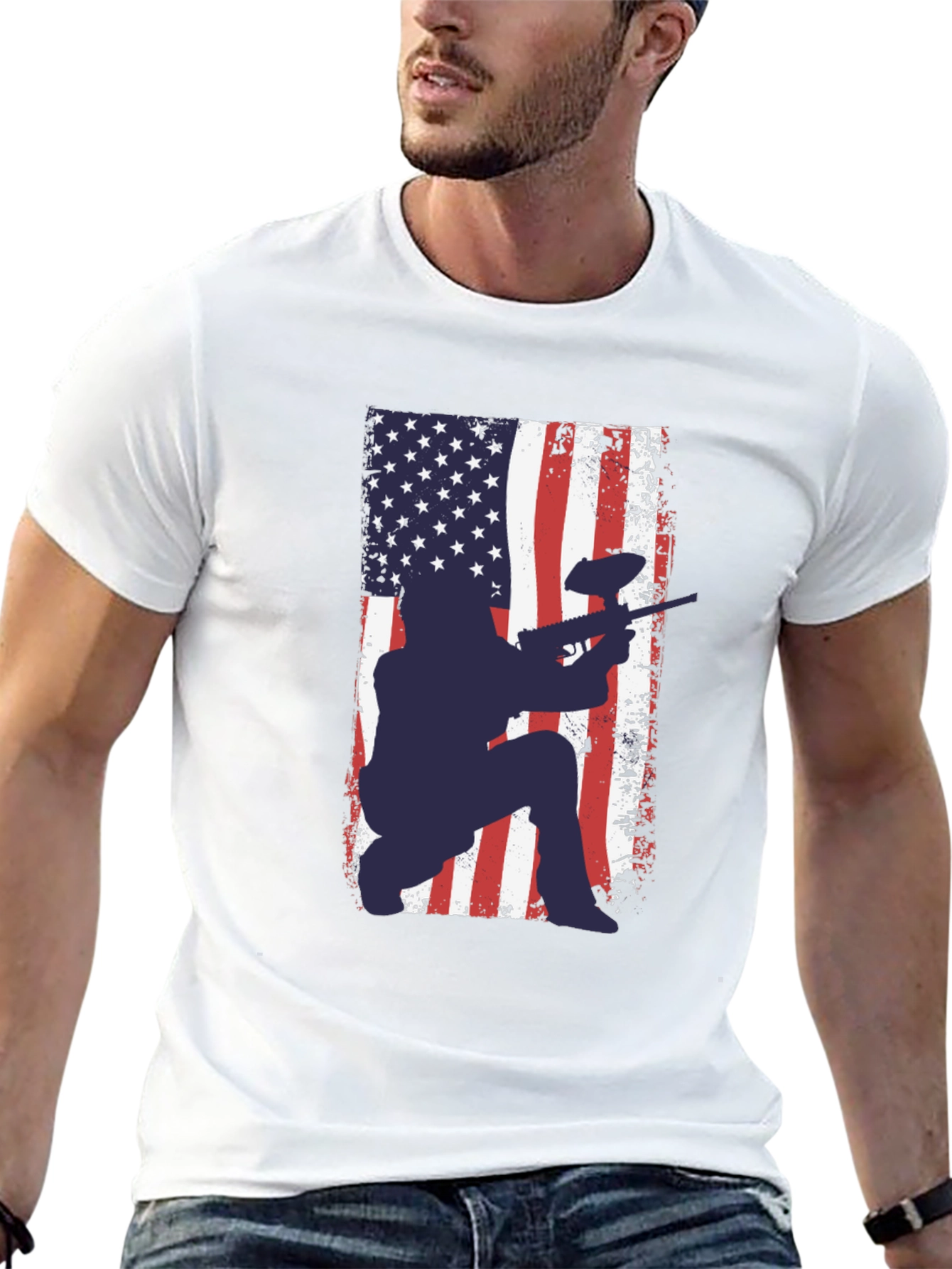 Patriotic Paintball T-Shirt: US Flag Design