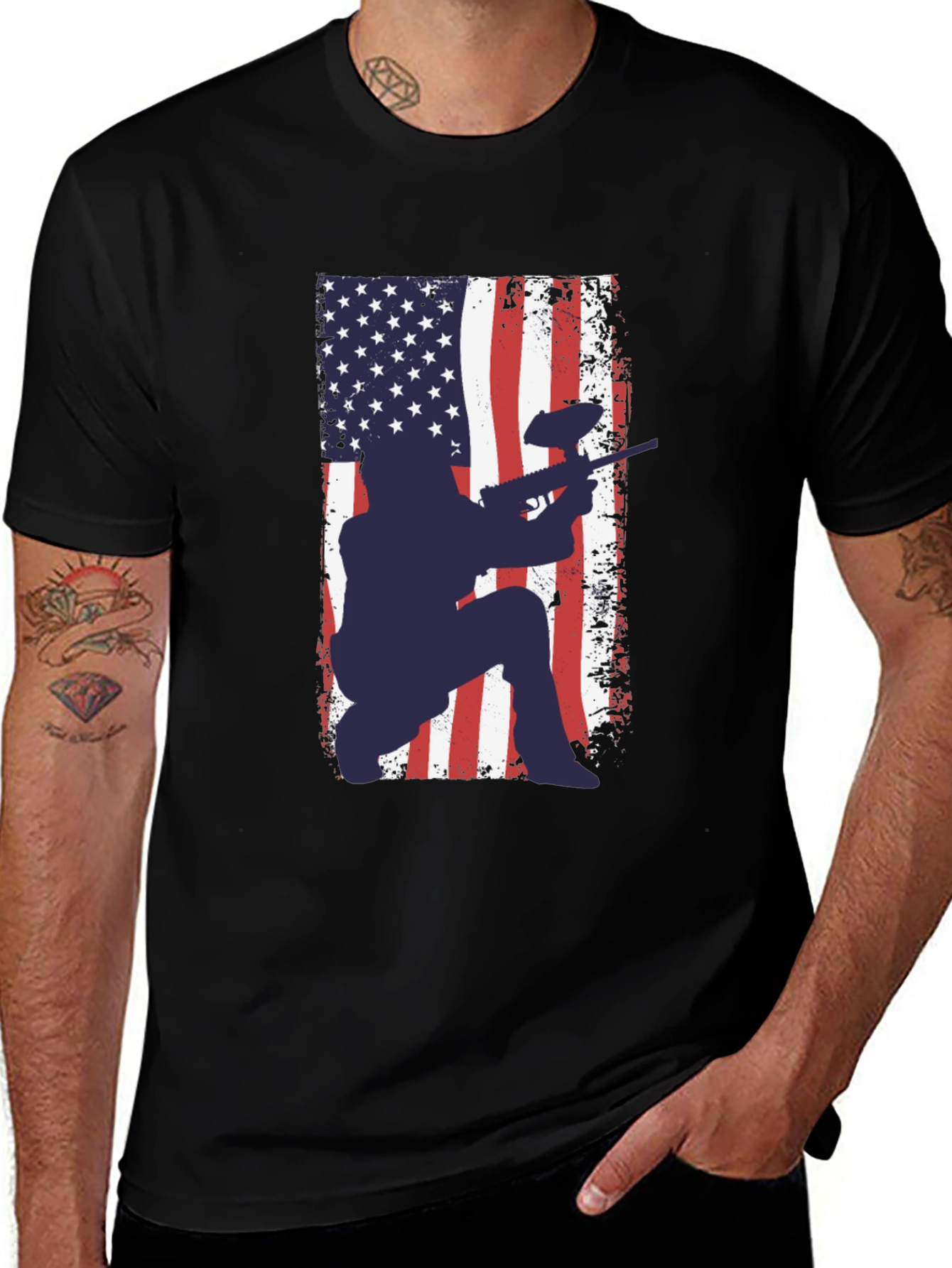 Patriotic Paintball T-Shirt: US Flag Design