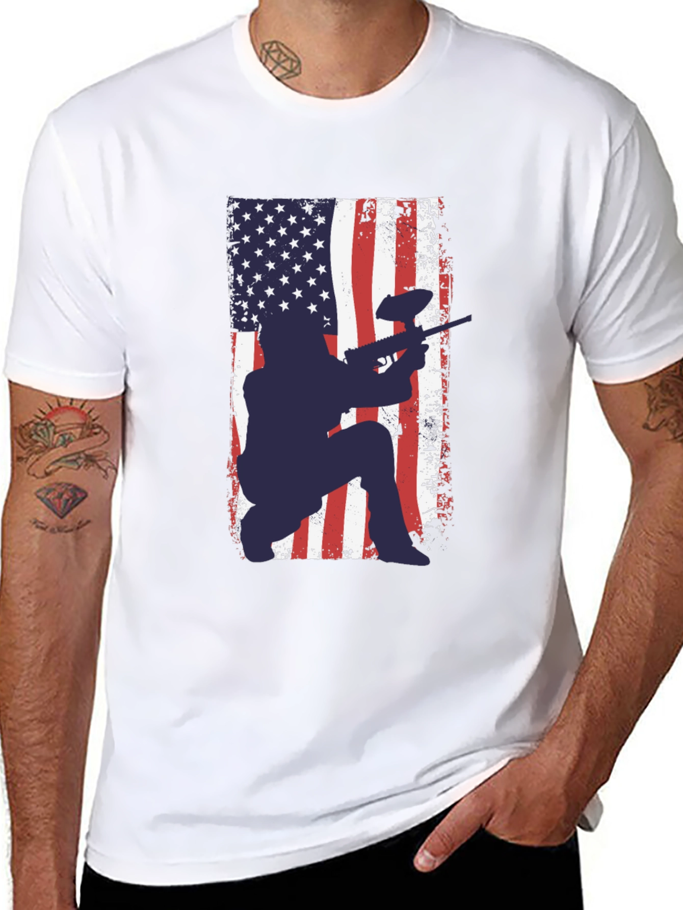 Patriotic Paintball T-Shirt: US Flag Design