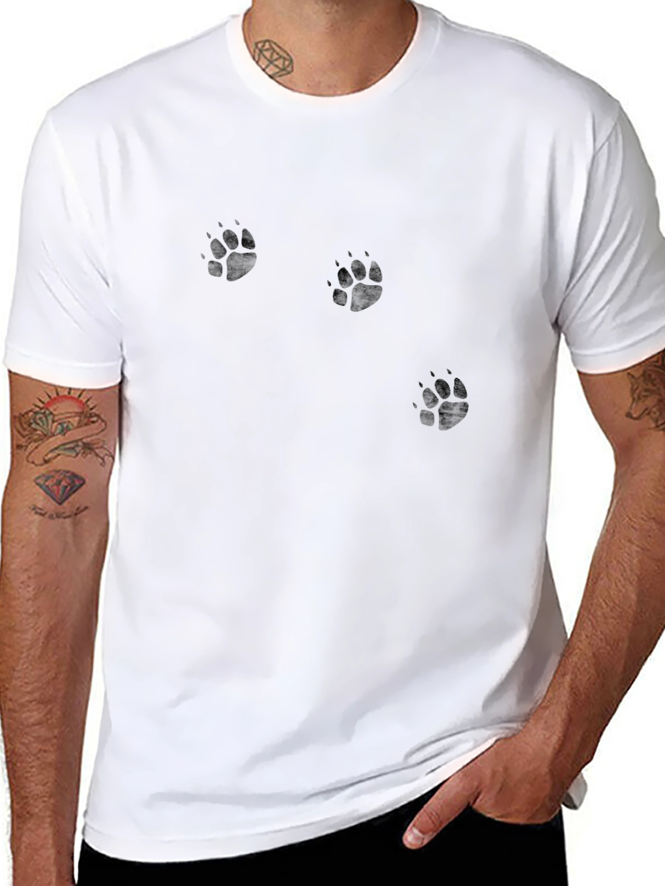 Mens Black Paw Print T-Shirt