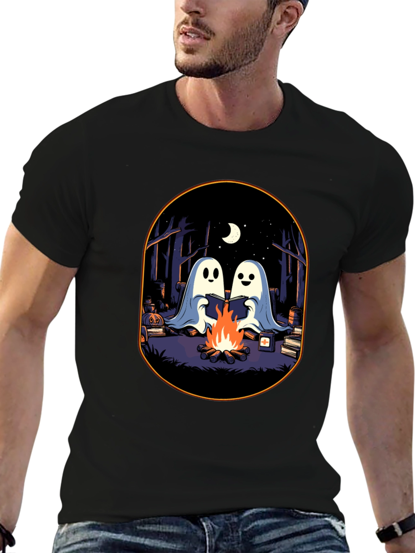 Ghost Campfire Black T-Shirt