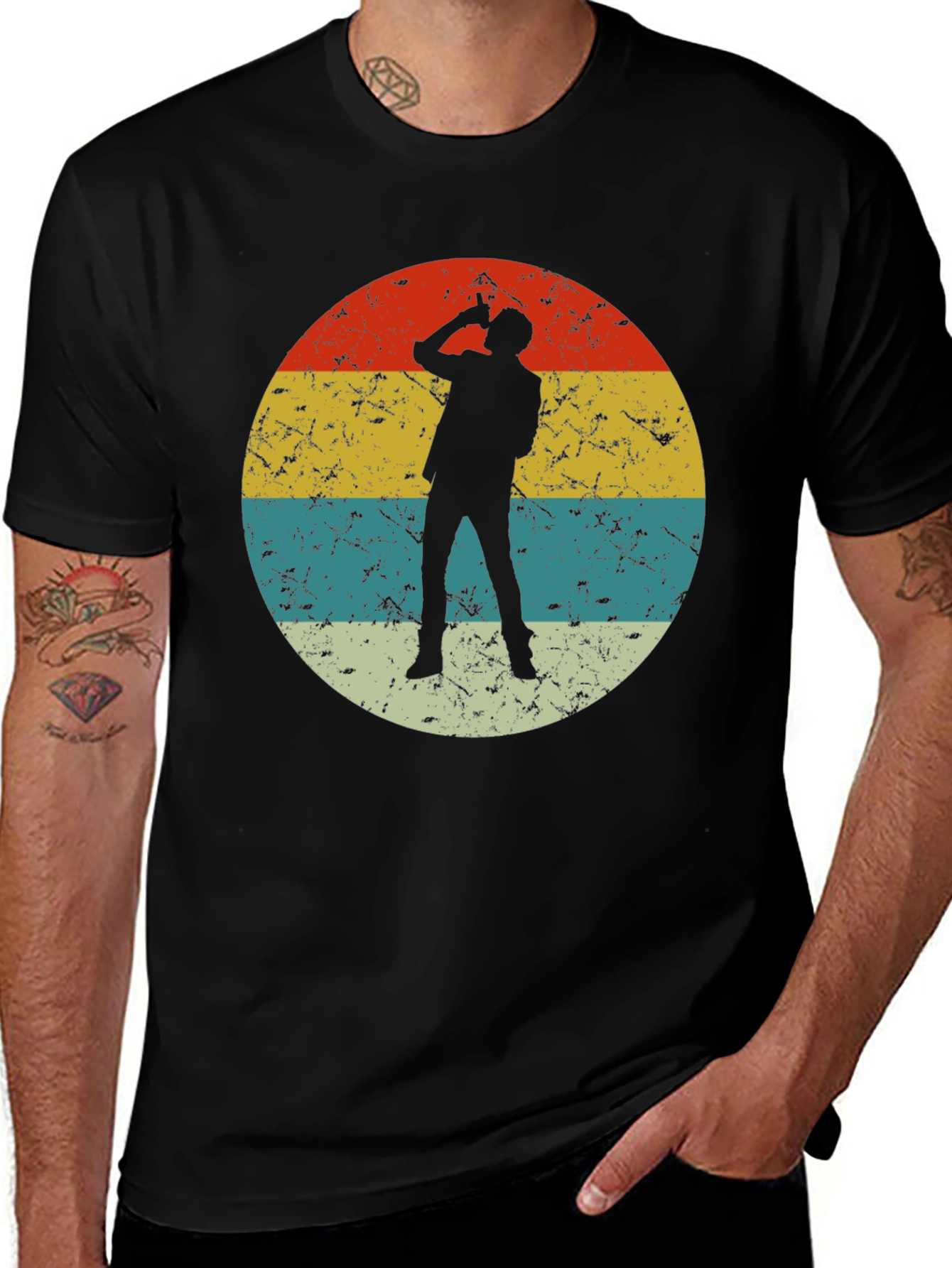 Retro Silhouette Drinker T-Shirt - Black