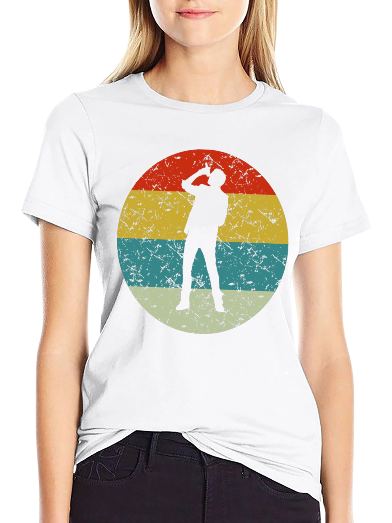 Retro Silhouette Drinker T-Shirt - Black
