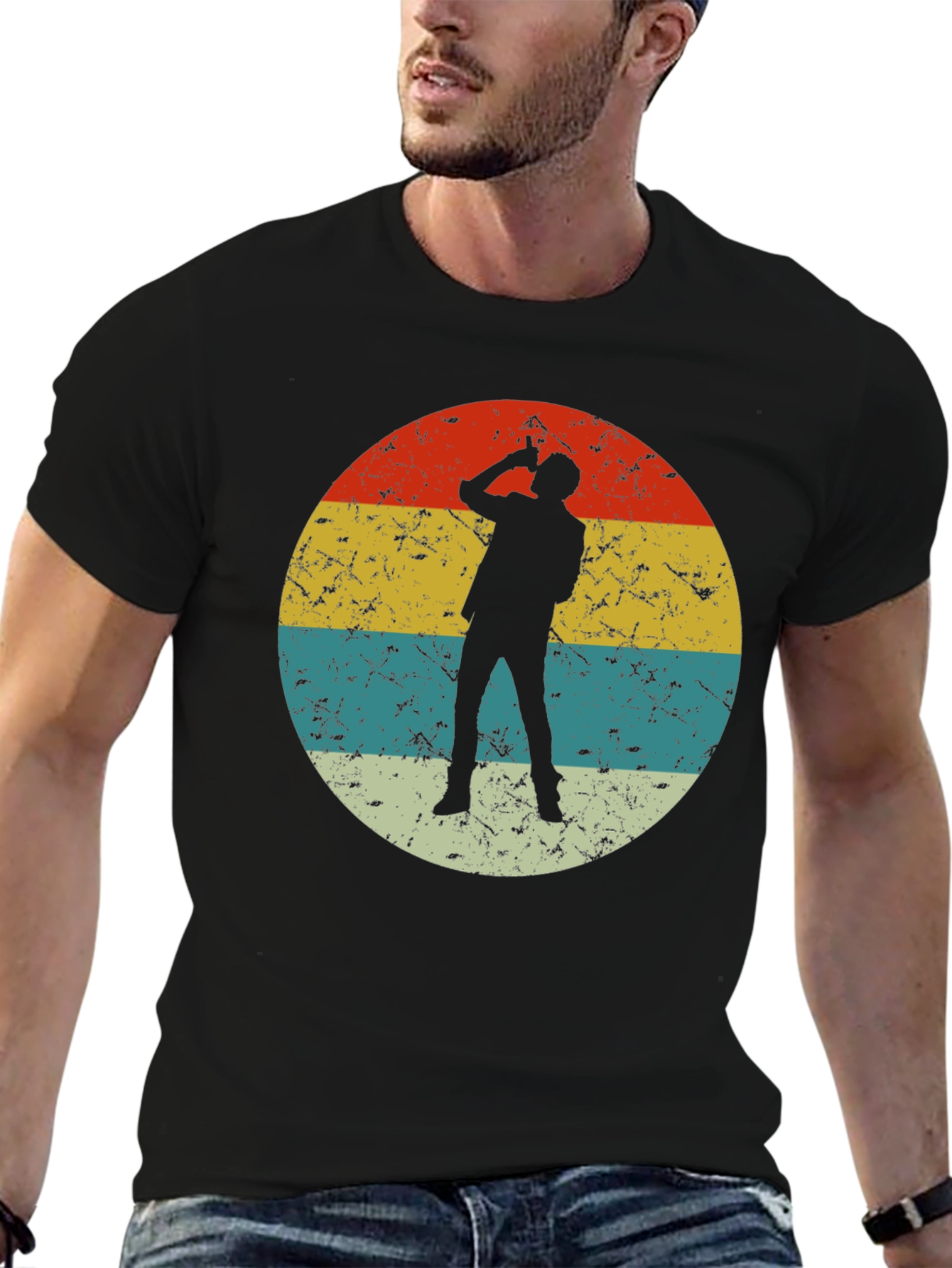 Retro Silhouette Drinker T-Shirt - Black