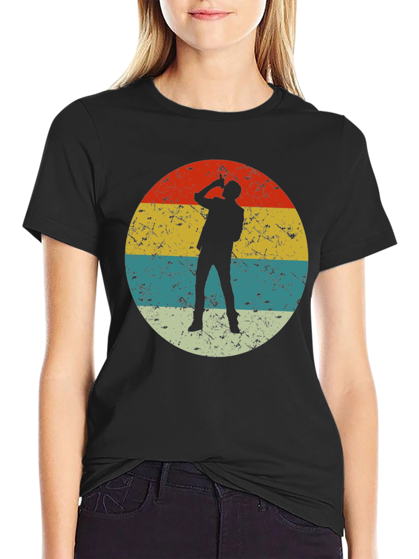 Retro Silhouette Drinker T-Shirt - Black
