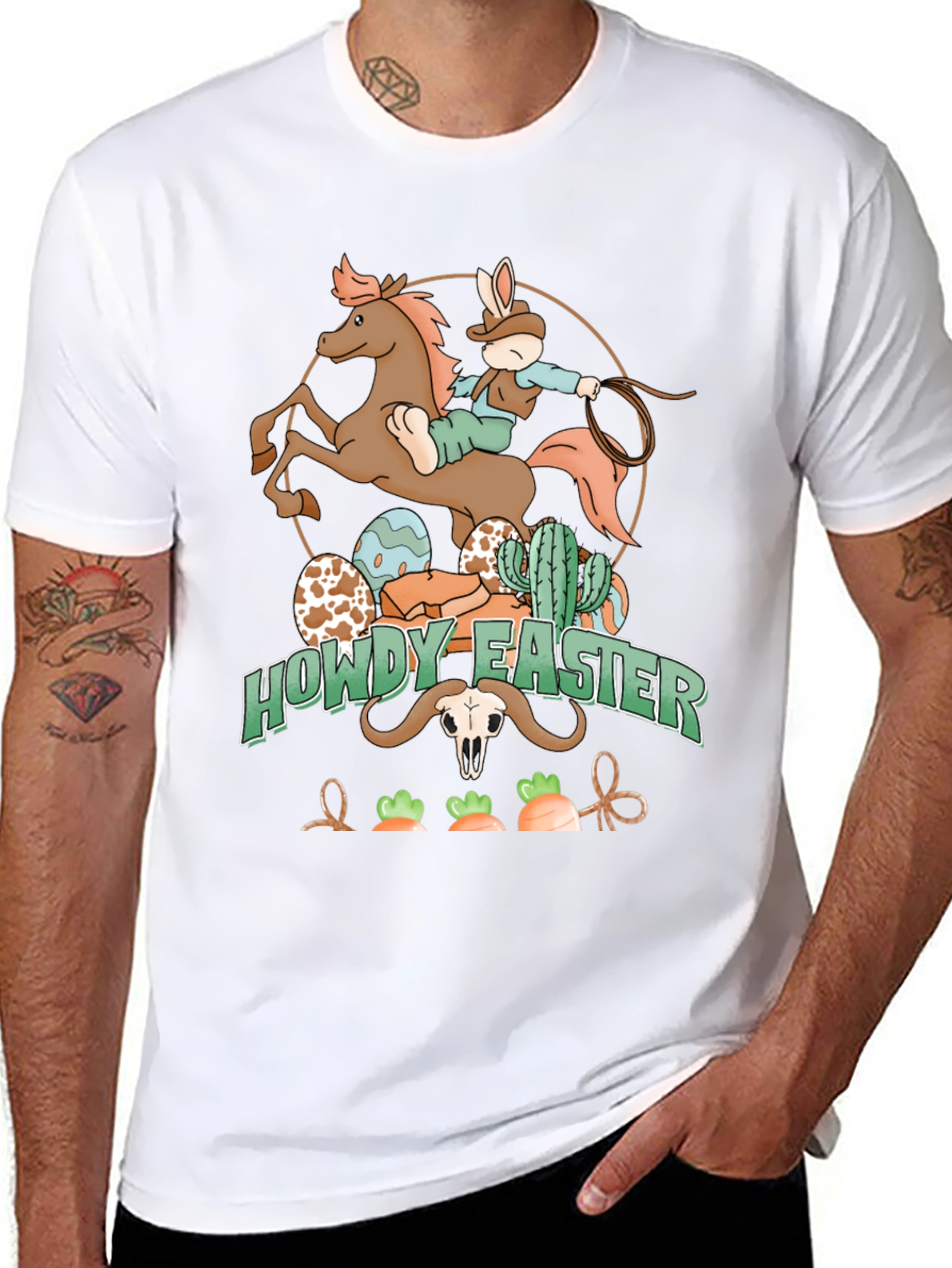 Howdy Easter Cowboy Bunny Graphic T-Shirt