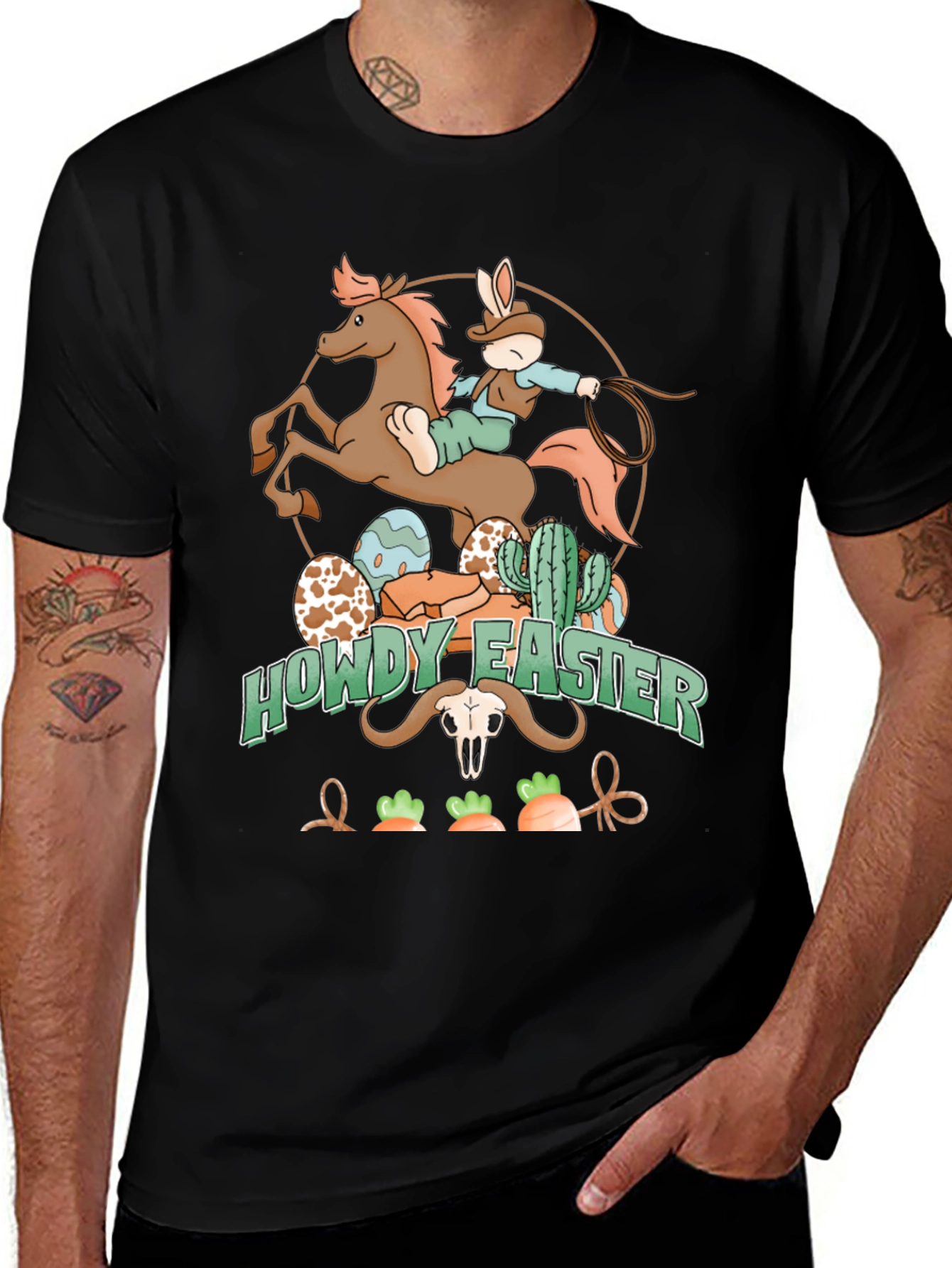 Howdy Easter Cowboy Bunny Graphic T-Shirt