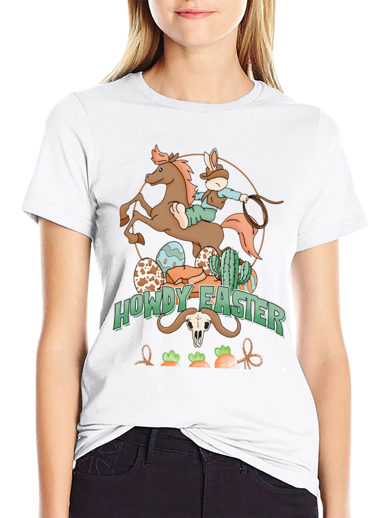 Howdy Easter Cowboy Bunny Graphic T-Shirt