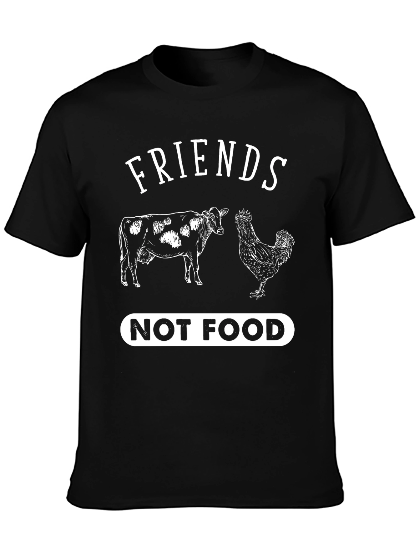 Friends Not Food T-Shirt Vegan Vegetarian Cow Chicken Tee