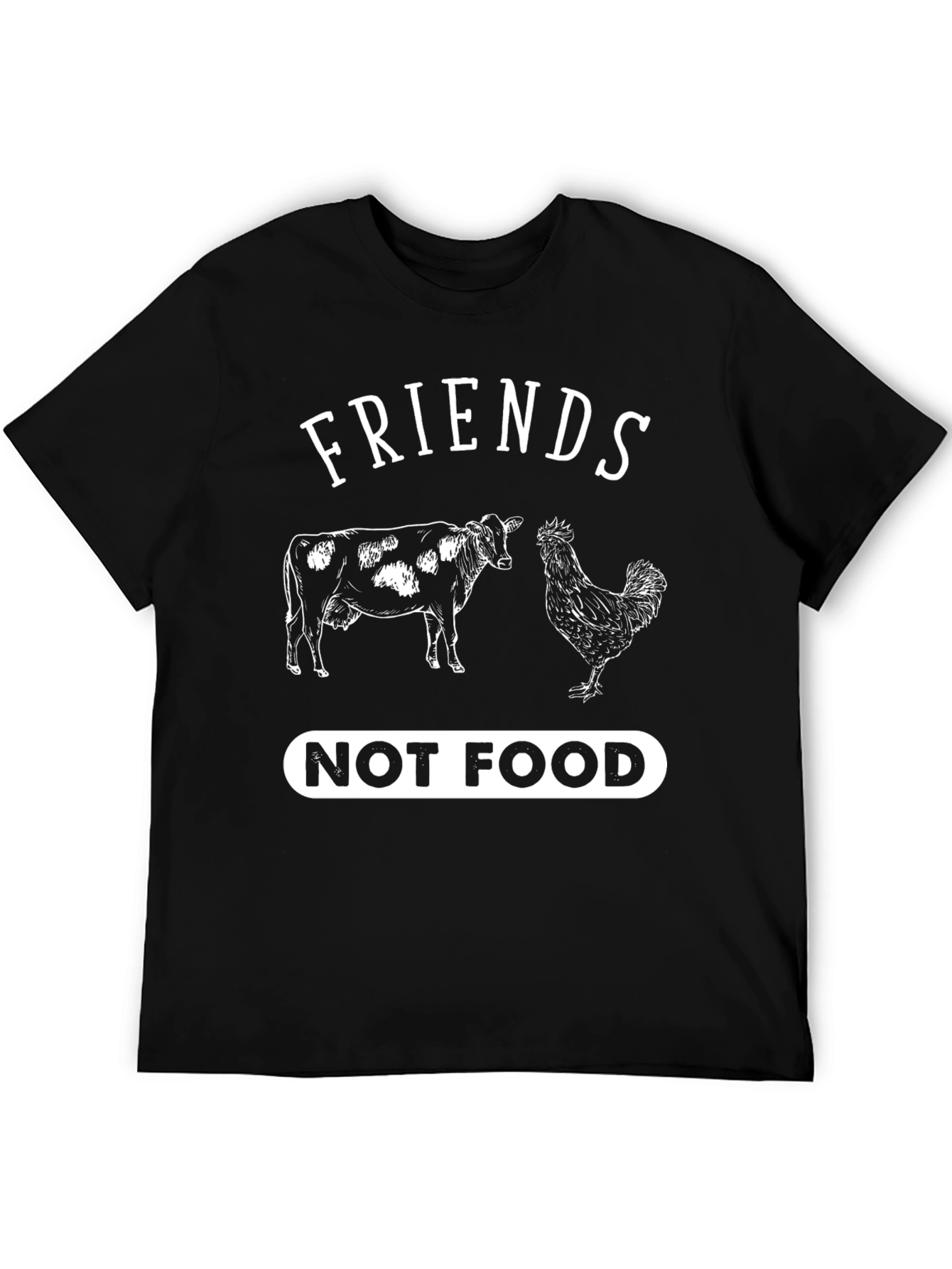 Friends Not Food T-Shirt Vegan Vegetarian Cow Chicken Tee