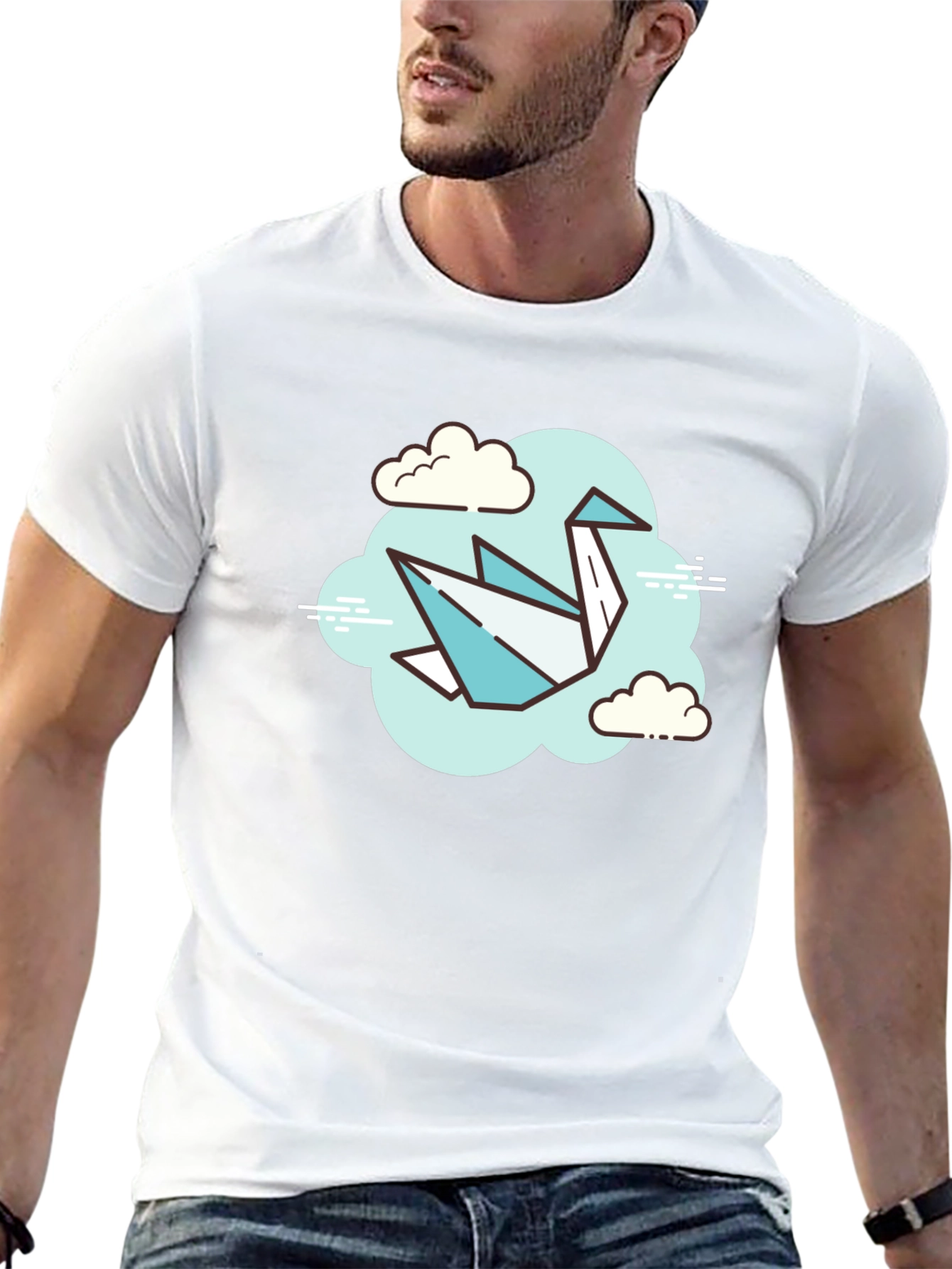 Origami Crane Cloud T-Shirt - Artistic Tee