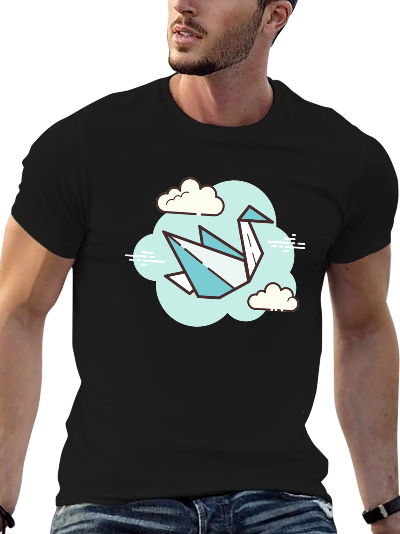 Origami Crane Cloud T-Shirt - Artistic Tee
