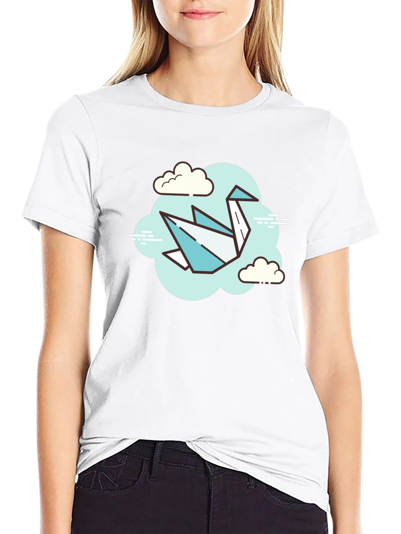 Origami Crane Cloud T-Shirt - Artistic Tee