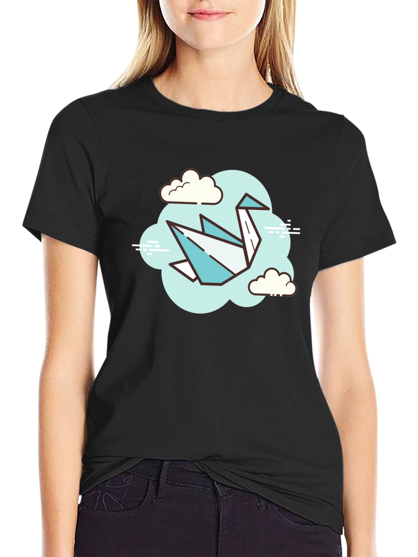 Origami Crane Cloud T-Shirt - Artistic Tee