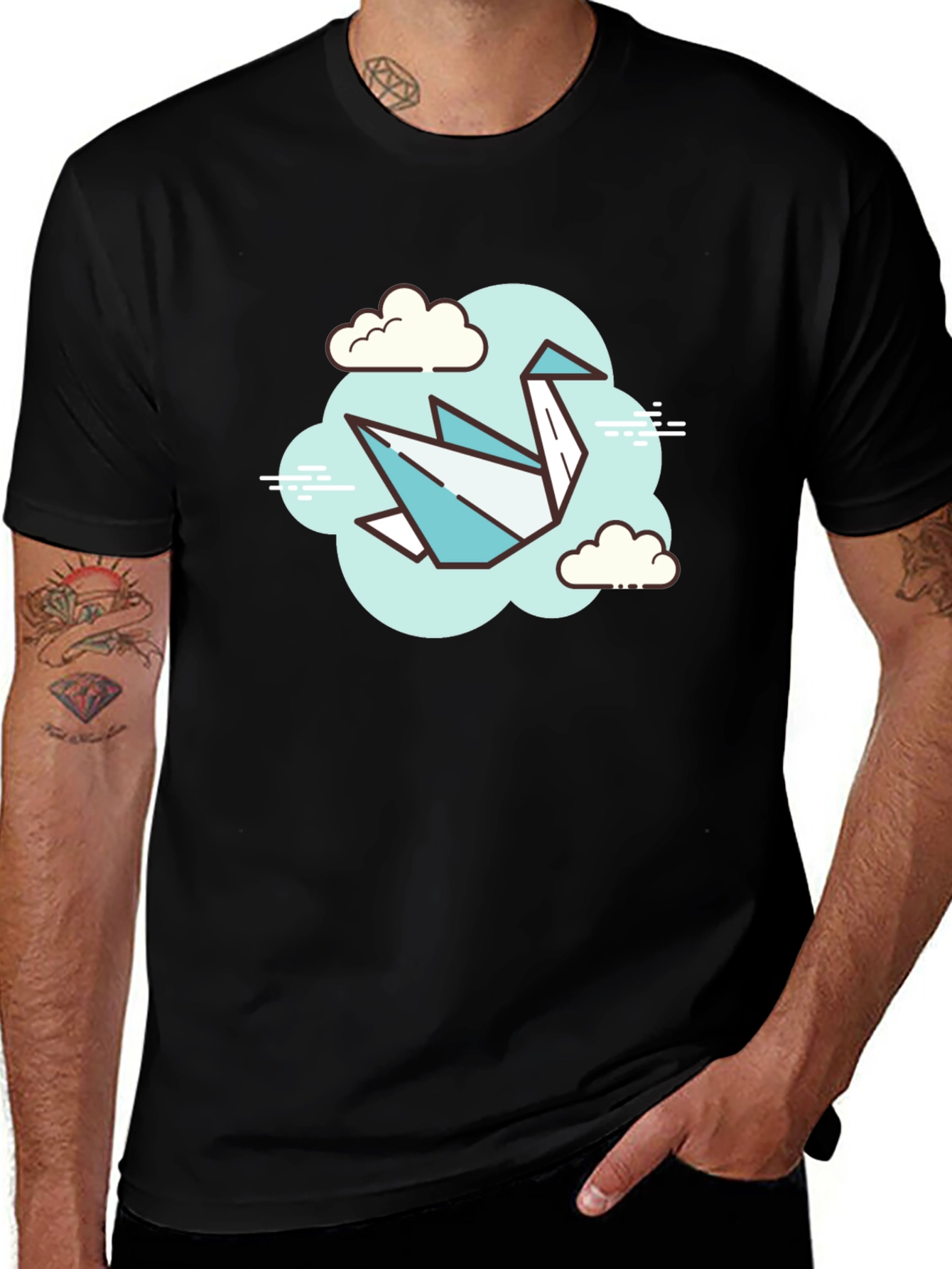 Origami Crane Cloud T-Shirt - Artistic Tee