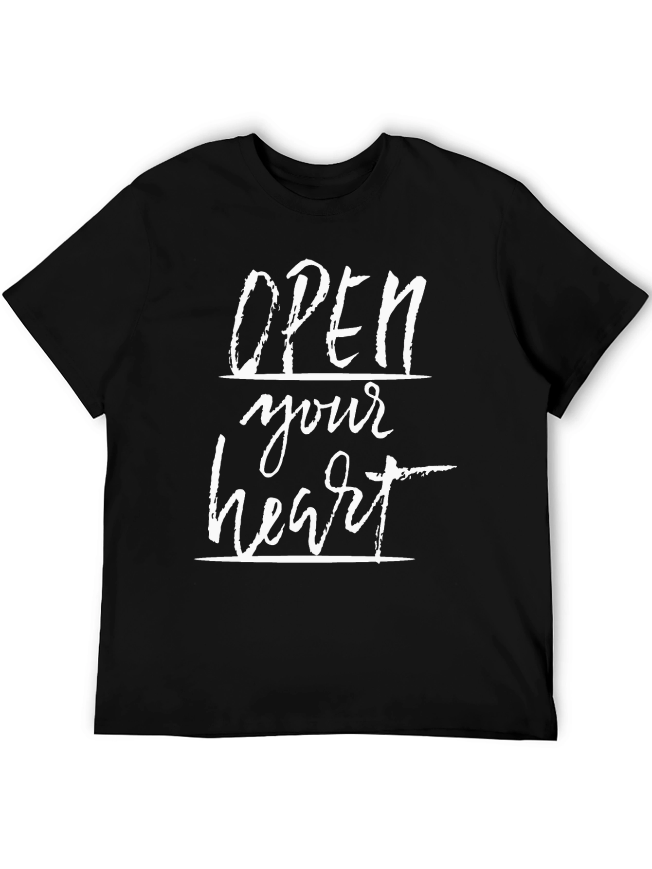 Open Your Heart Black Graphic Tee