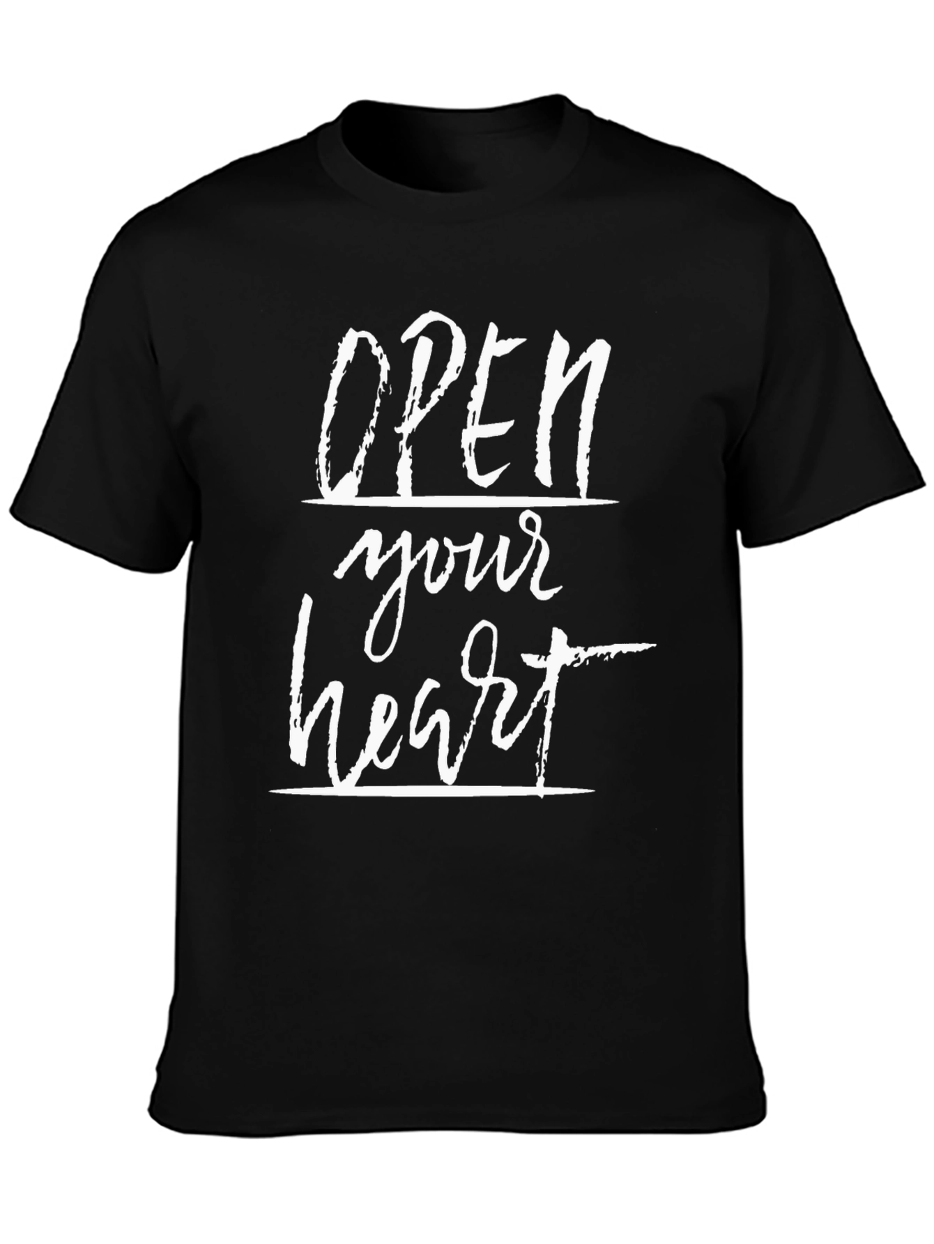 Open Your Heart Black Graphic Tee