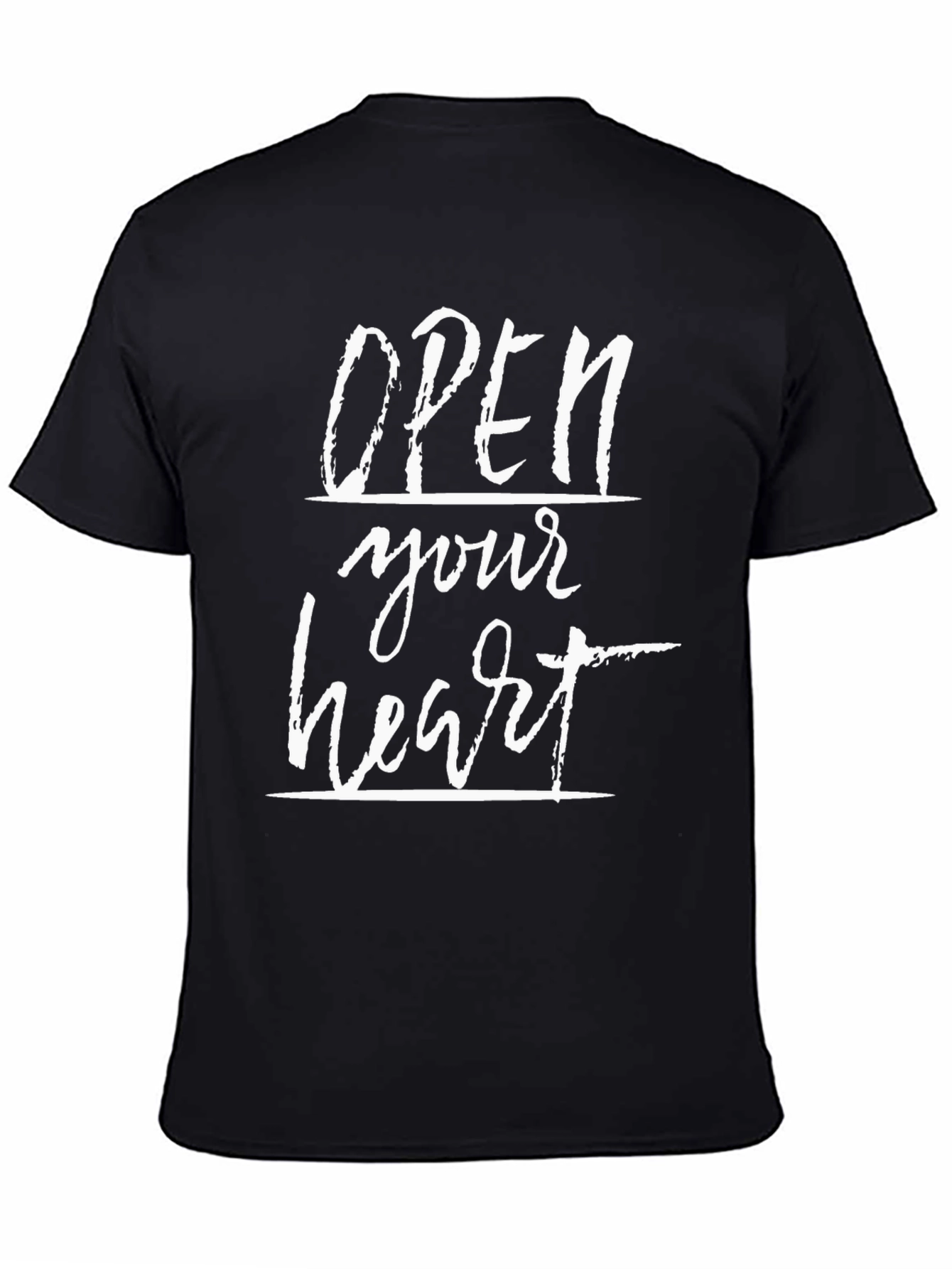 Open Your Heart Black Graphic Tee