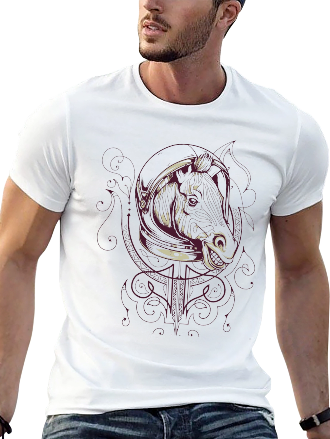 Astronaut Boar Graphic T-Shirt - Mens Black Tee